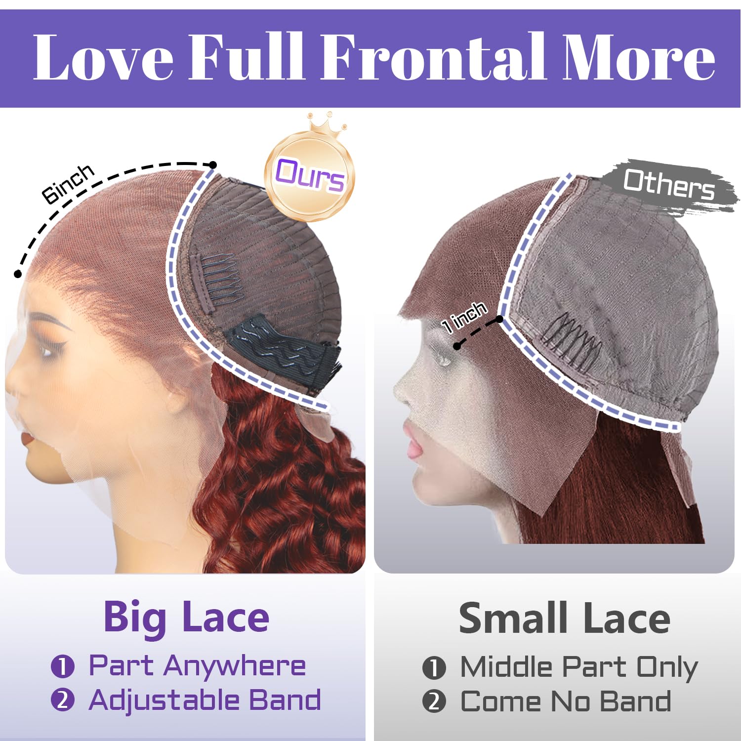Sathen 13x6 Reddish Brown Lace Front Wigs Human Hair - 200% Density Deep Wave Human Hair Wig for Women, 24 Inch, Pre-Plucked with HD Lace - Perfect for Daily Wear, Cosplay, and Special Occasions