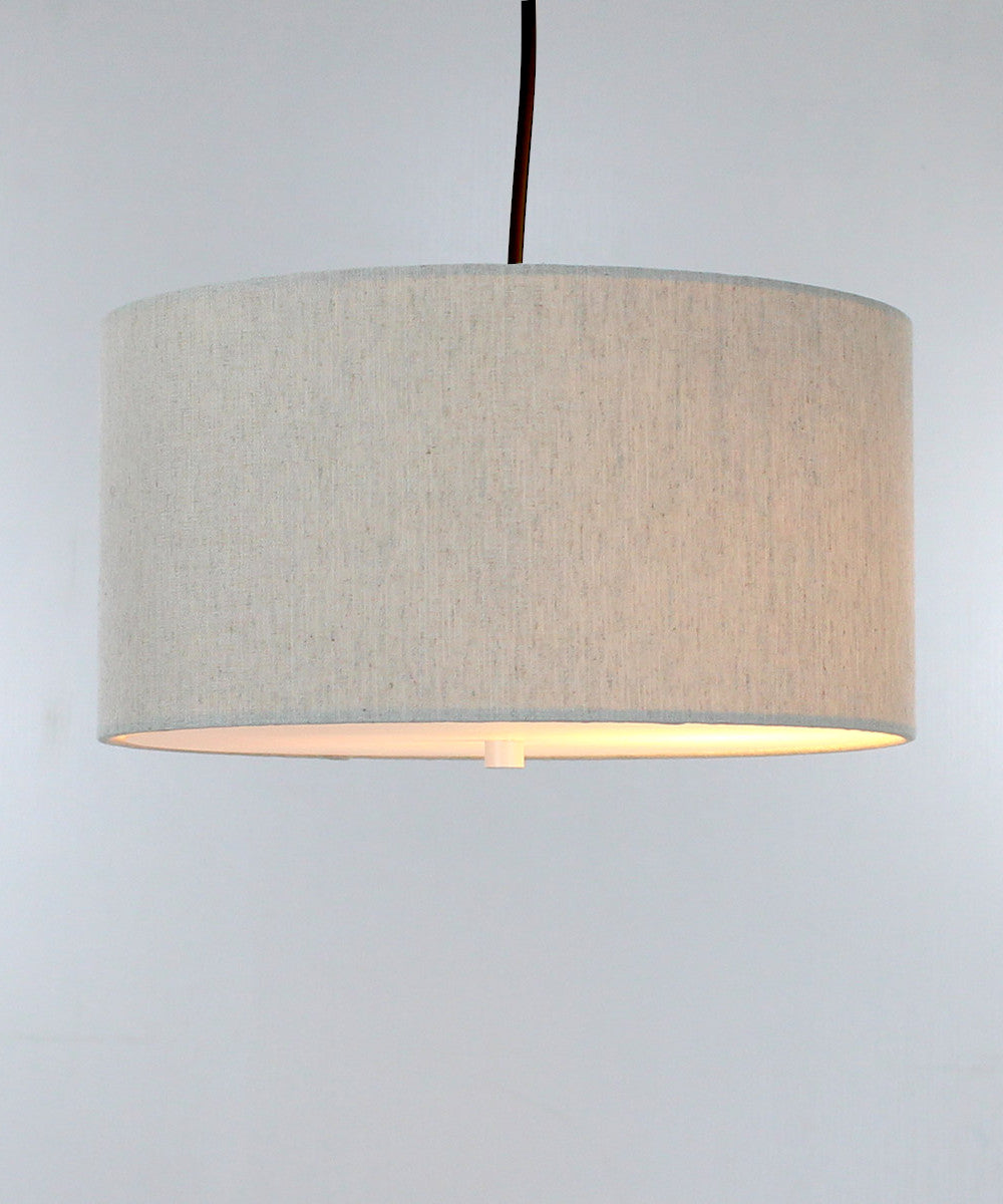 14W 2-Light Plug-In Pendant Lighting Fixture with Diffuser - Textured Oatmeal Fabric & Black Cord - Perfect for Kitchen Island, Dining Room or Bedroom Lighting