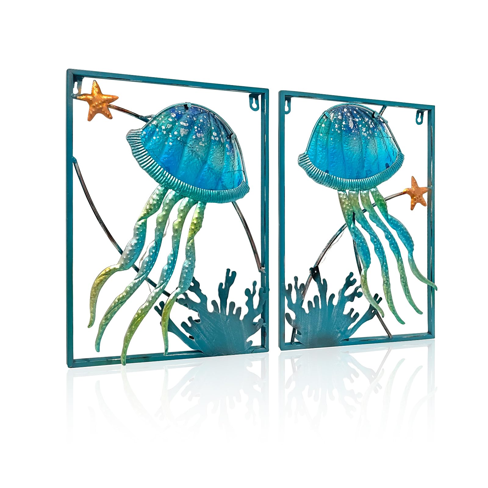 LIFFY LED Jellyfish Wall Art - Glass Sculpture for Pool & Beach Decor