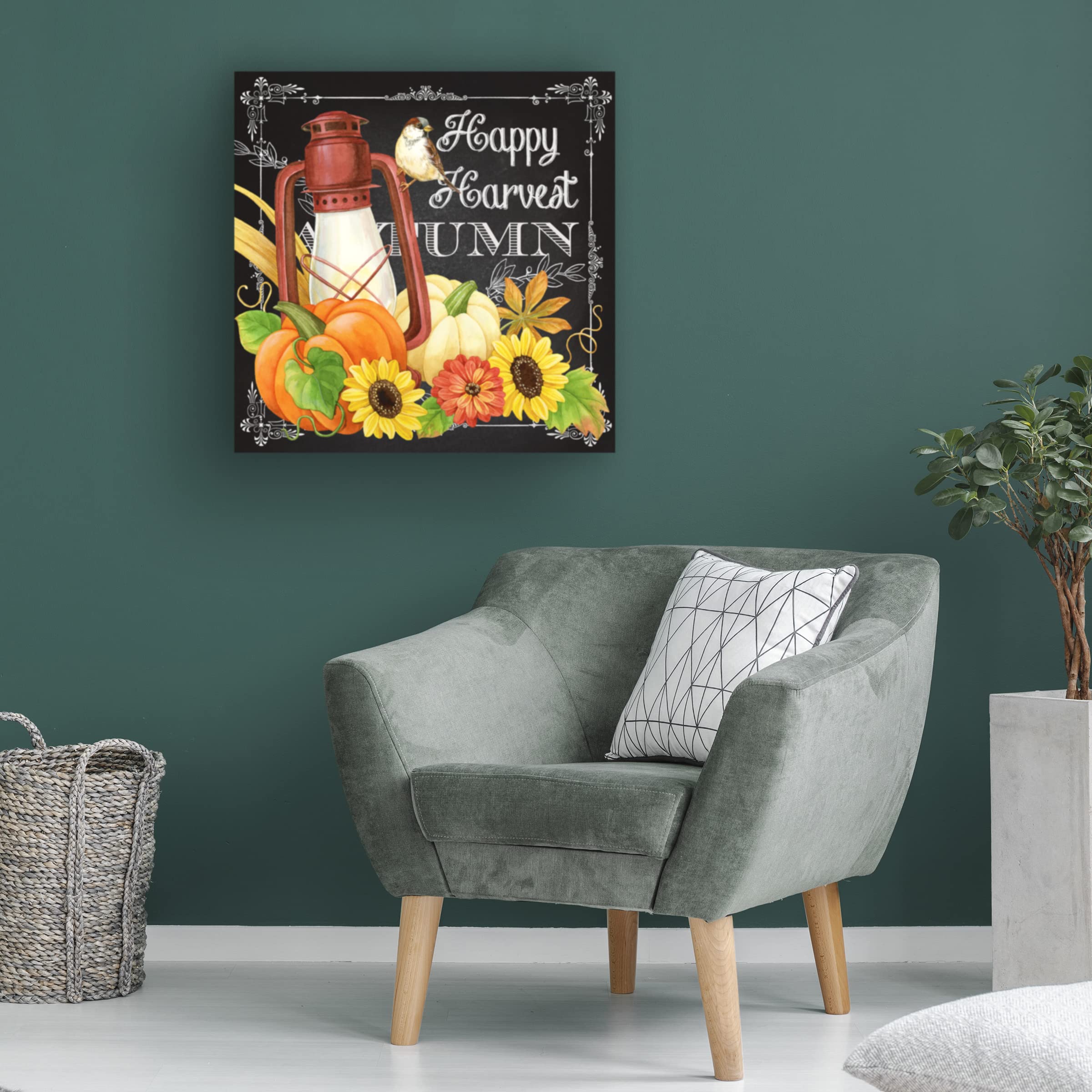 Trademark Fine Art 'Harvest Greetings IV' Canvas Wall Art by Jane Maday - Perfect for Fall Home Decor, Thanksgiving Gifts & Cozy Living Room Wall Art