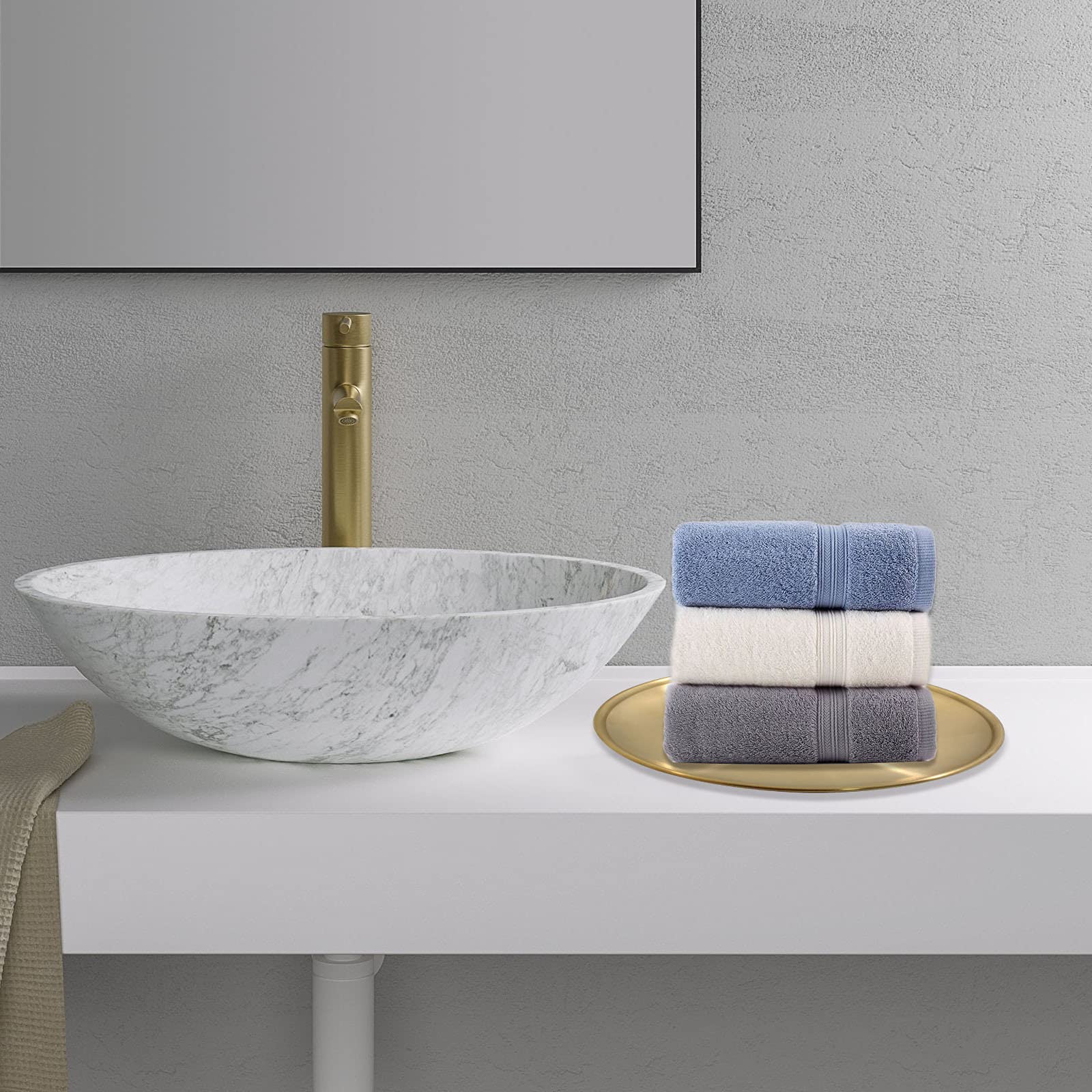 6.69 Inch Stainless Steel Round Gold Tray - Multi-Purpose Serving Tray for Bathroom Towels, Cosmetics, Jewelry, Fruit & Candy - Elegant Decorative Storage Solution for Home, Hotel or Spa