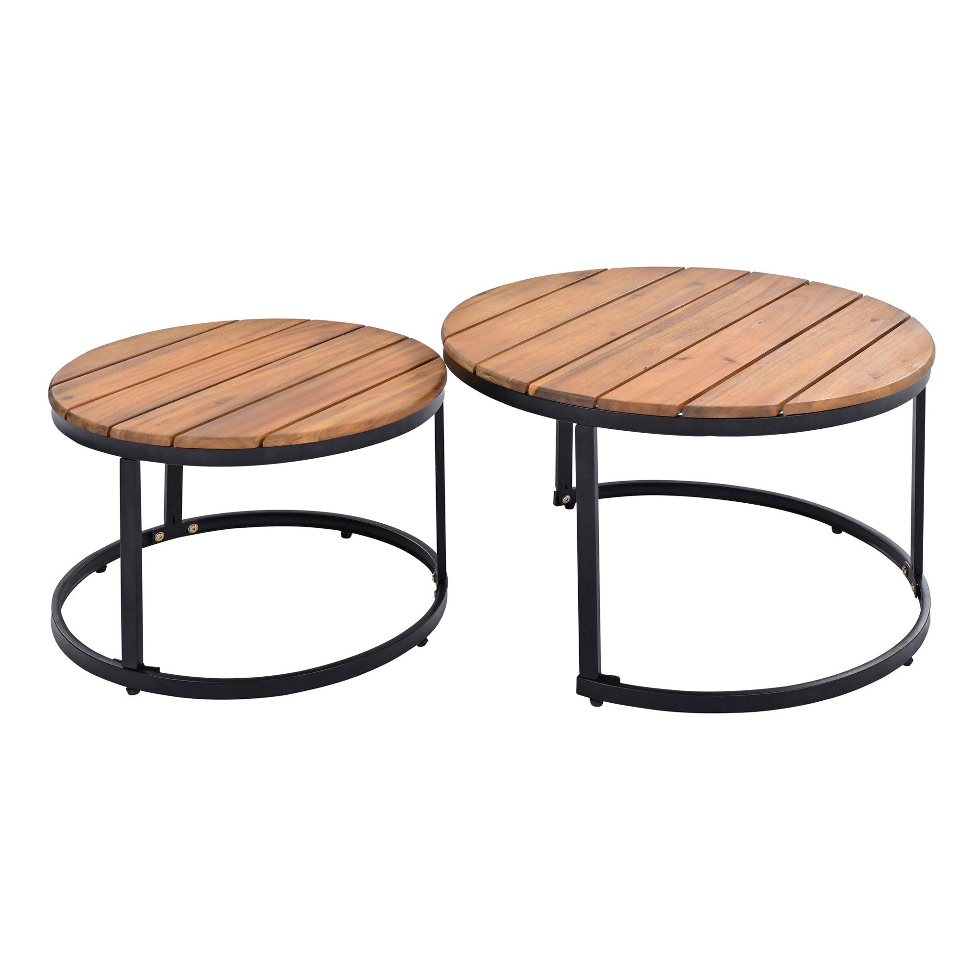 6-Piece Outdoor Sectional Sofa Set with Round Nesting Coffee Tables & Cushioned Seating - Patio, Porch, Garden Furniture for Backyard, Poolside & Outdoor Living Spaces
