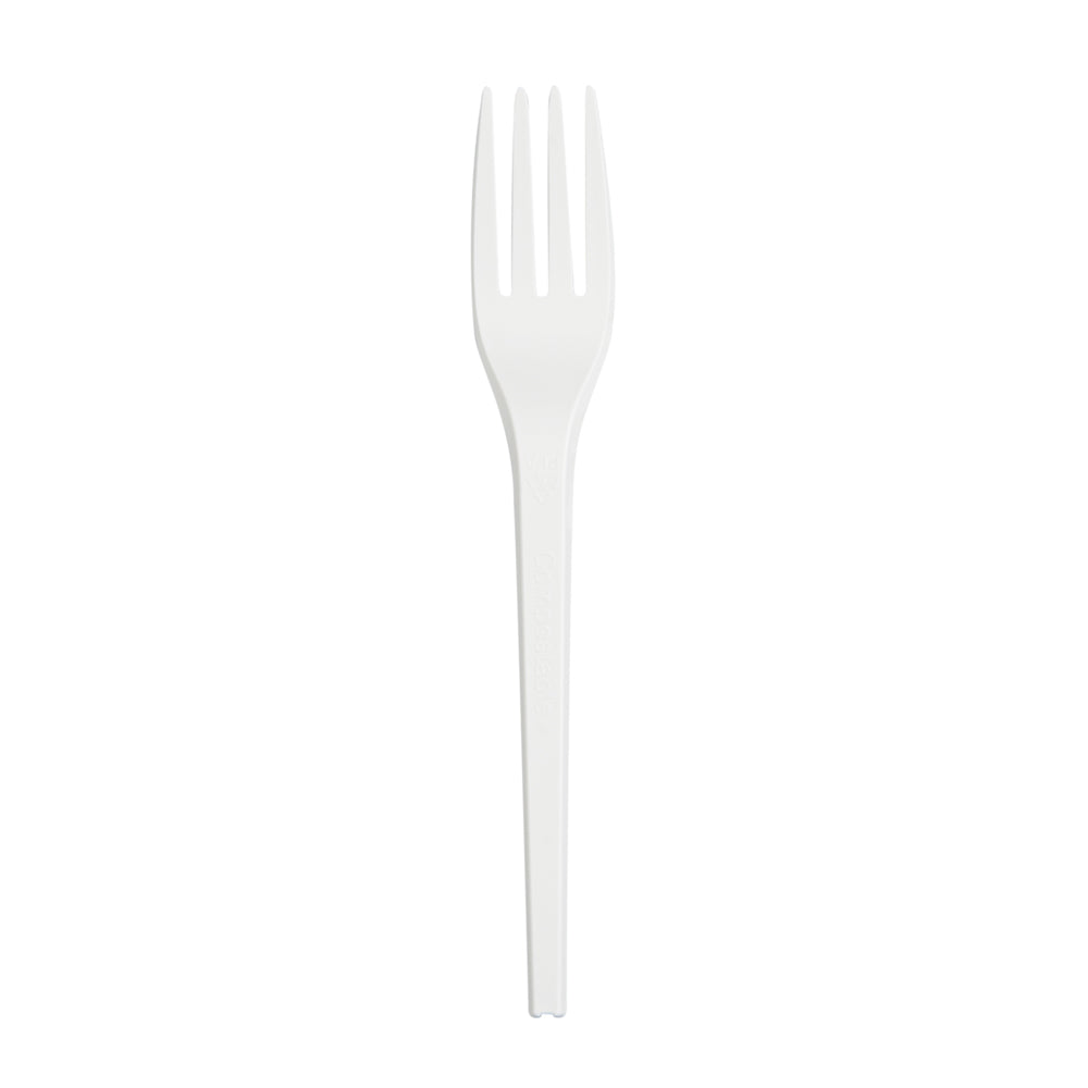 Eco-Friendly White CPLA Plastic Forks - 250 Count, Heat Resistant, Compostable, 6.5 Inch Disposable Cutlery for Parties, Picnics & Catering Events