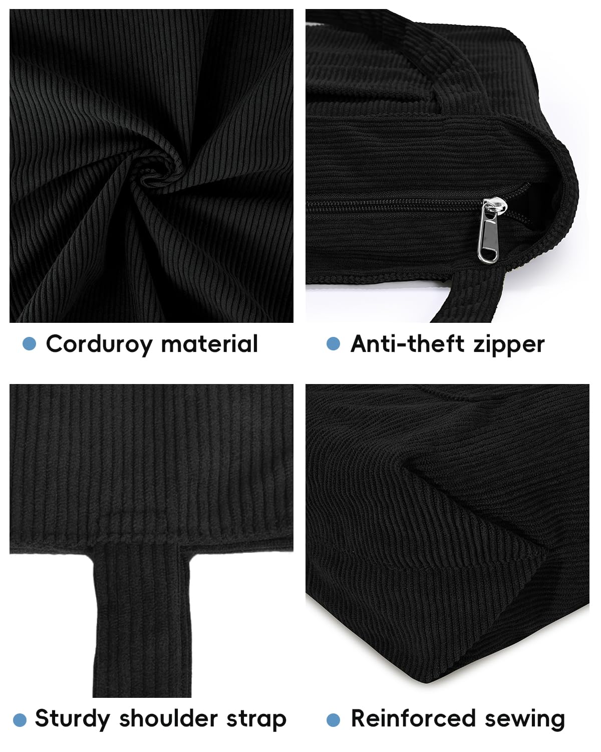 Stylish Corduroy Tote Bag for Women - Large Capacity Zippered Hobo Shoulder Bag with Inner Pockets | Perfect for Work, Travel & Everyday Use
