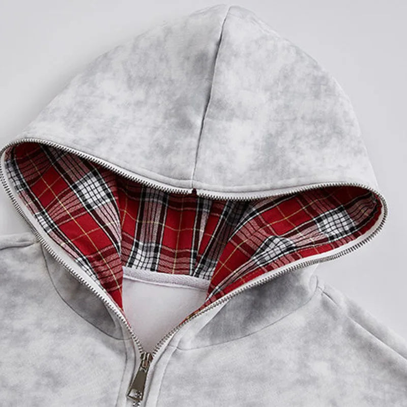 Men's Faux Two-Piece Hoodie - Distressed Plaid Round Neck Thick Casual Pullover Sweatshirt for Winter | Streetwear, Loungewear & Outdoor Activities