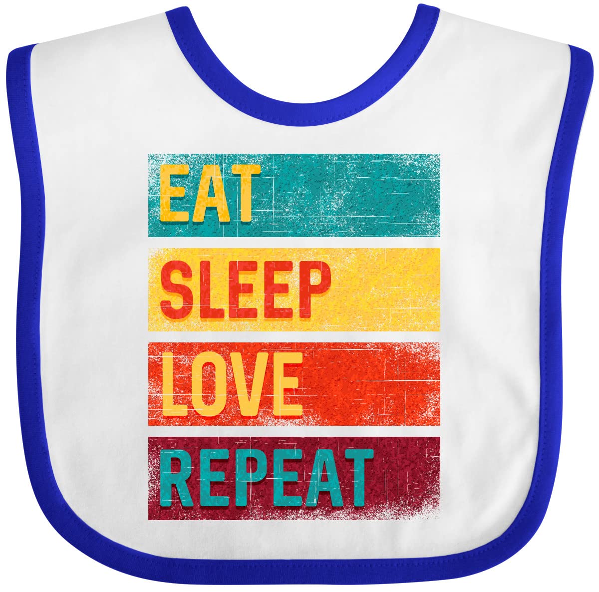 Inktastic Eat Sleep Love Repeat Baby Bib - Soft Cotton Drool Bib for Infants & Toddlers - Cute Feeding Bib for Mealtime, Daycare & Playtime
