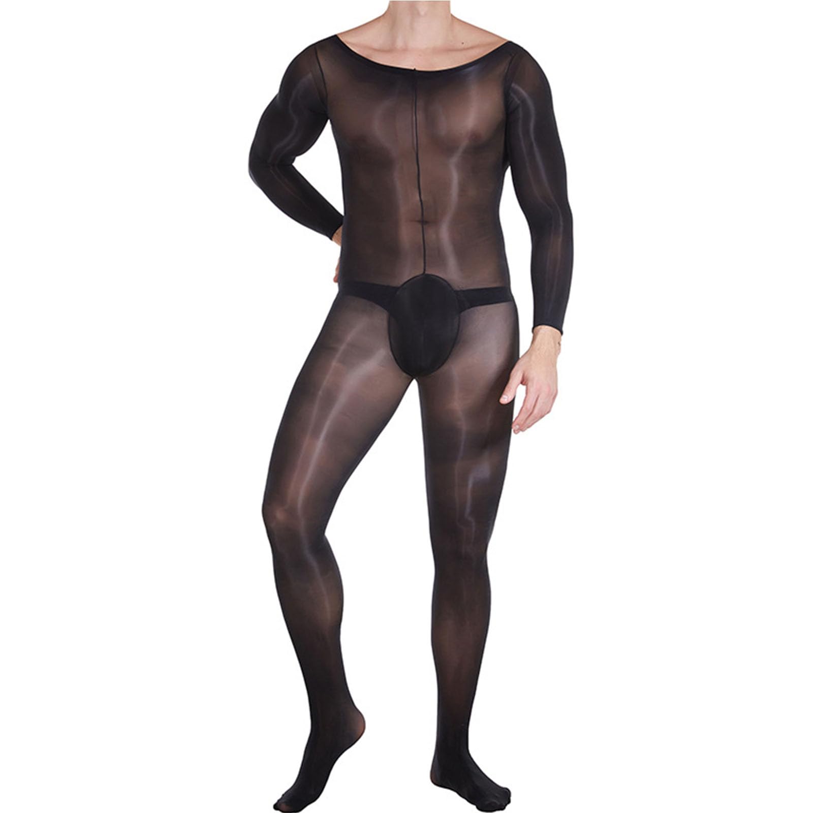 HTRUIYATY Men's Sexy Bodystocking Lingerie - Stretchable Bodysuit Catsuit with 8D Shiny Design for Sensual Wear | Perfect for Role Play, Intimate Moments & Special Occasions