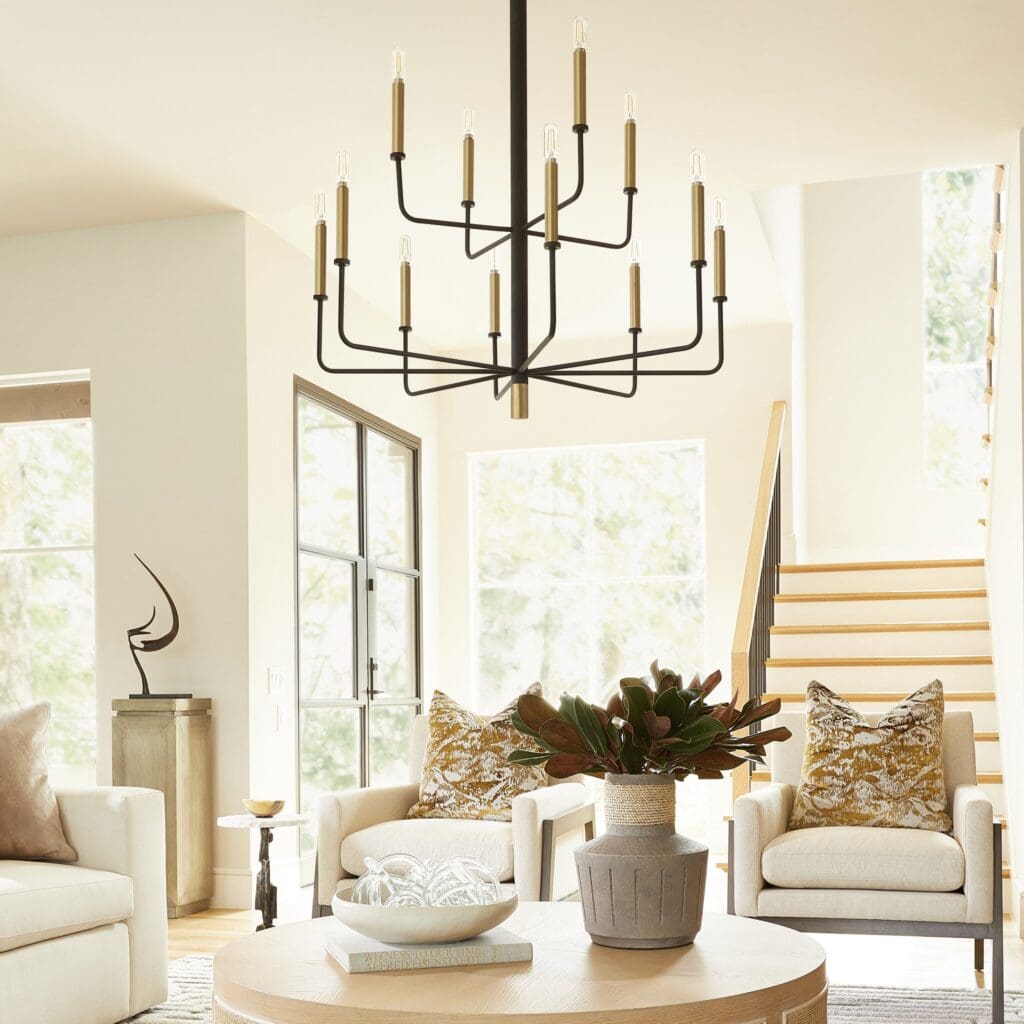 Cyan Design 10968 Apollo Chandelier - Noir & Aged Brass Finish - Medium Size - Perfect for Dining Room, Bedroom or Entryway Lighting