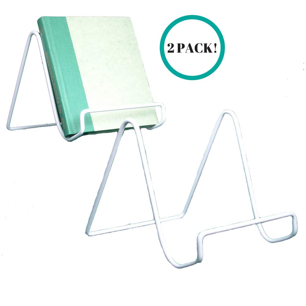 BANBERRY DESIGNS White Wire Easel Plate Display Holder - Set of 2 - 6 Inch Sturdy Metal Stands for Artwork, Photos, and Decorative Plates - Perfect for Home, Office, and Gallery Displays