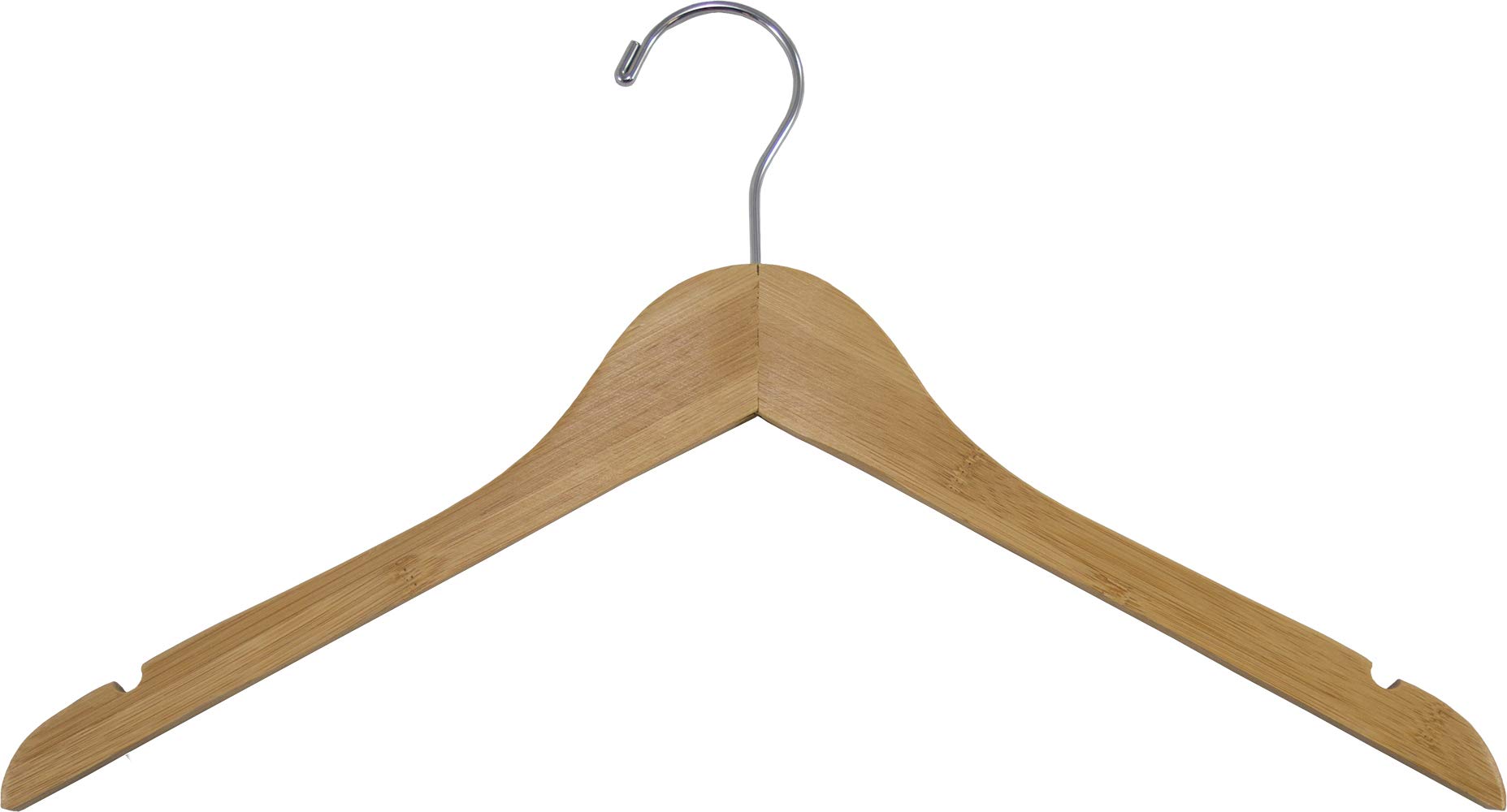 Eco-Friendly 17 Inch Bamboo Clothes Hangers with Lacquer Finish & Chrome Swivel Hook - 12 Pack for Shirts, Dresses, Coats & Suits - Space Saving Wardrobe Organization by The Great American Hanger Company - Perfect for Closet, Laundry Room & Travel