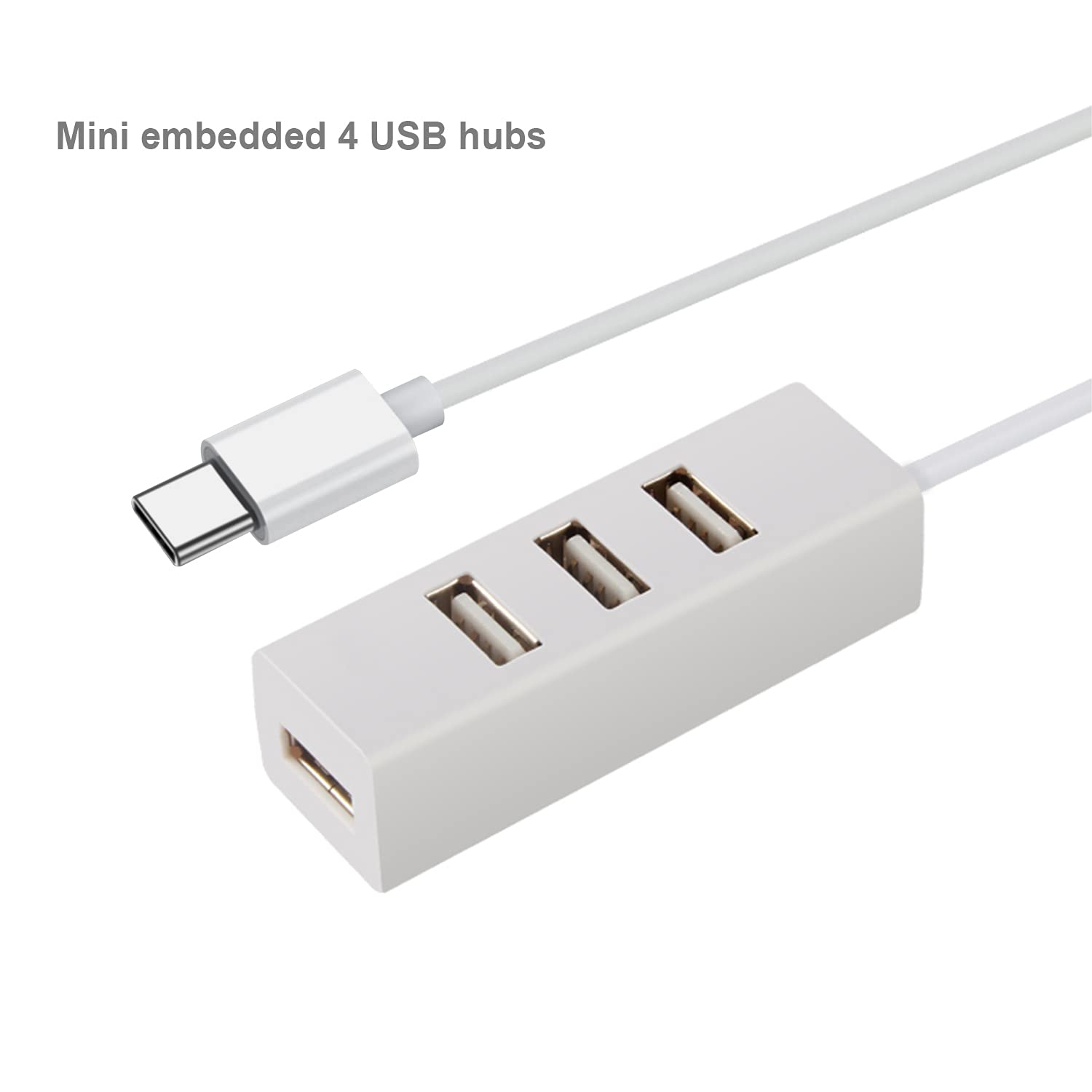 4-Port USB C Hub Adapter - USB C to USB 3.0 Converter for Laptop, MacBook, iPad Pro | Expand Connectivity for Work, Travel & Home Office (White)