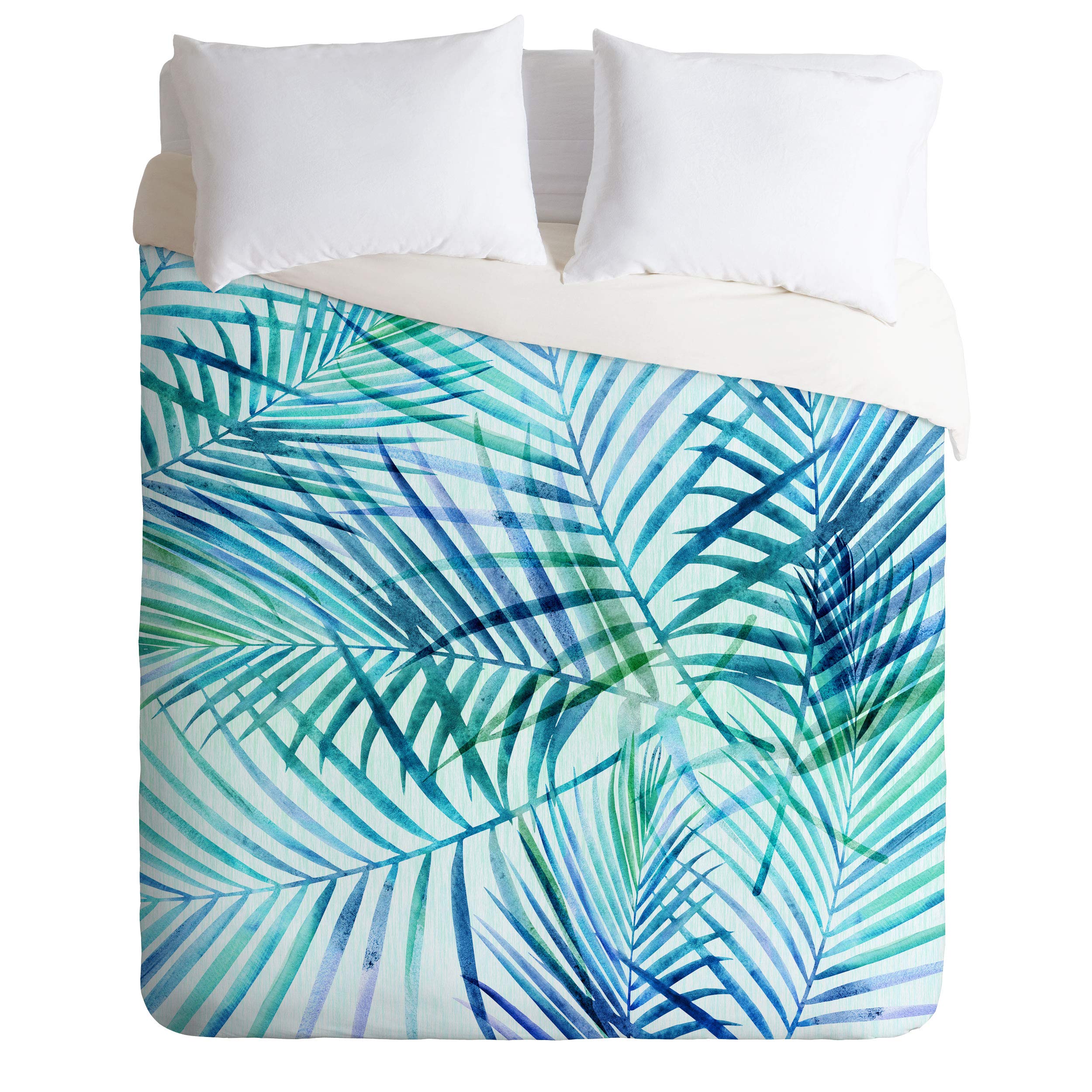 Modern Tropical Palm Comforter Set with Pillowcases - Twin XL Size | Soft Bedding for Beach House, Dorm Room & Guest Bedroom Decor