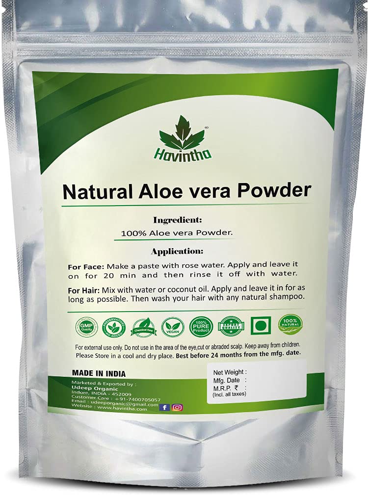 Havintha 100% Pure Aloe Vera Powder for Hair Growth & Skin Care - 8oz (227g) | Organic Face Wash, Scalp Treatment & DIY Beauty Recipes | Promotes Healthy Hair & Glowing Skin