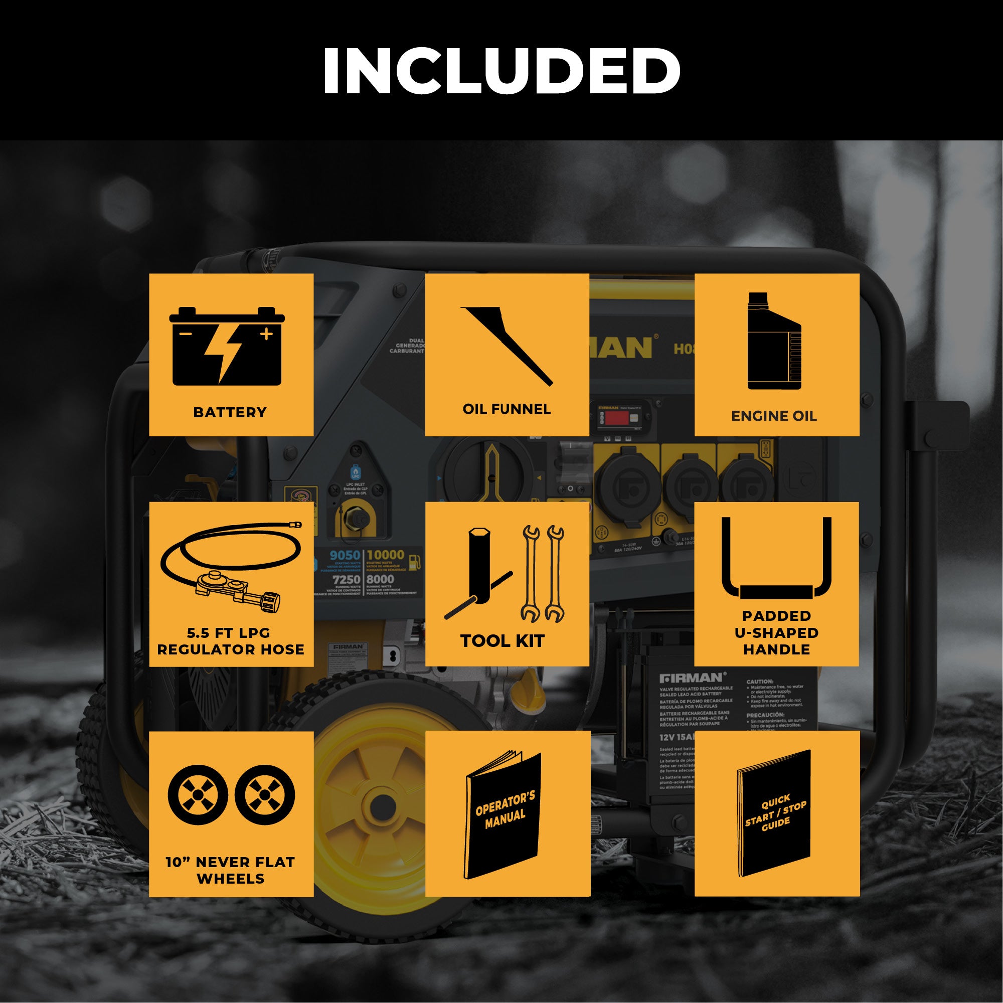 10000W Dual Fuel Portable Generator with Electric Start - 120/240V Output & CO Alert - Perfect for Home Backup Power, Camping, and Outdoor Events