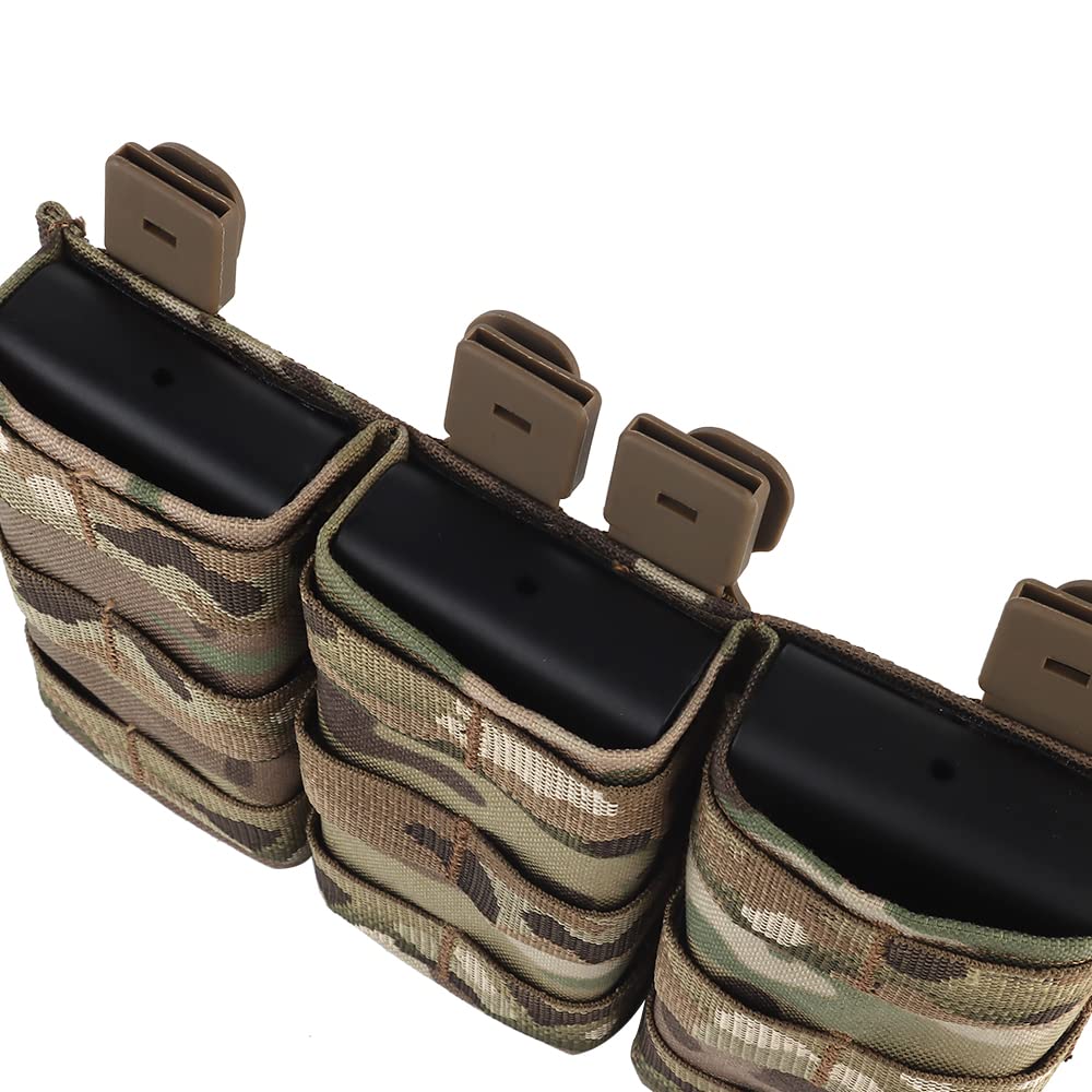 Triple 5.56 MOLLE Mag Pouch for Tactical Chest Rig - Quick Release Insert Set | Perfect for Military, Airsoft & Outdoor Shooting Range Use