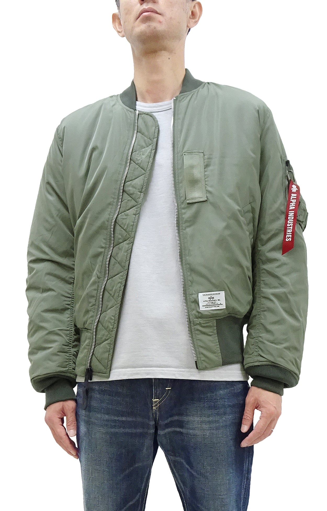Alpha Industries Lightweight MA-1 Bomber Jacket for Men - Updated Vintage Gray Flight Jacket (TA0720-059) | Casual Wear, Street Style & Outdoor Adventures