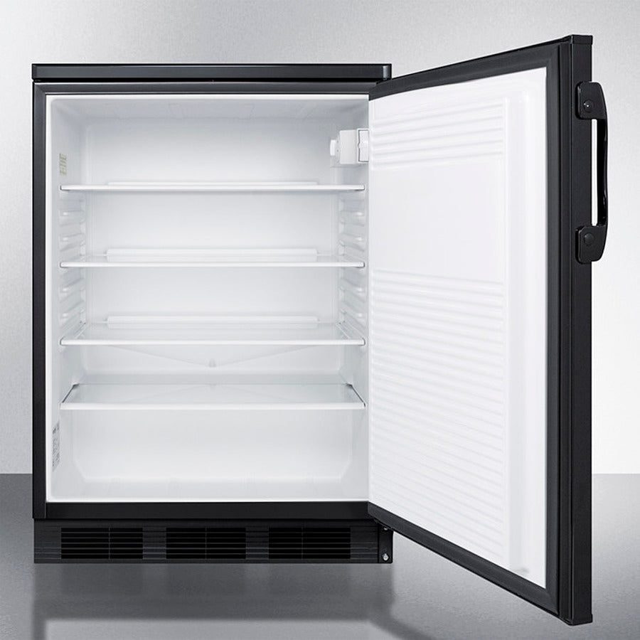 Accucold 24 Inch Wide All Refrigerator with Front Lock - Black Exterior FF7LBLK - Perfect for Laboratories, Medical Offices, and Commercial Use