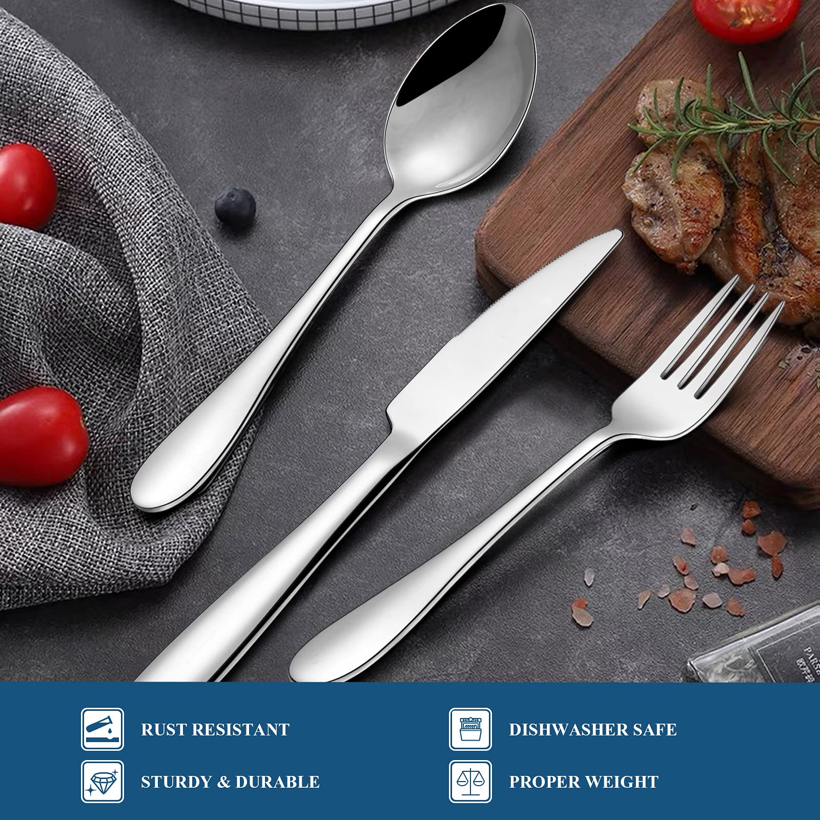 30-Piece Stainless Steel Silverware Set for 6 - Mirror Polished Flatware Cutlery Set for Home, Kitchen, Hotel & Restaurant - Dishwasher Safe - Perfect for Dinner Parties, Weddings & Daily Dining