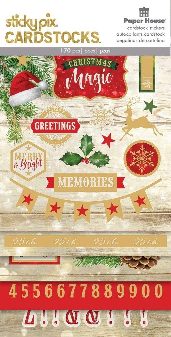 Paper House Multi-Pack Christmas Magic Cardstock Scrapbook Stickers - 5 Pack (STCX-2008) for Holiday Cards, DIY Crafts & Gift Wrapping