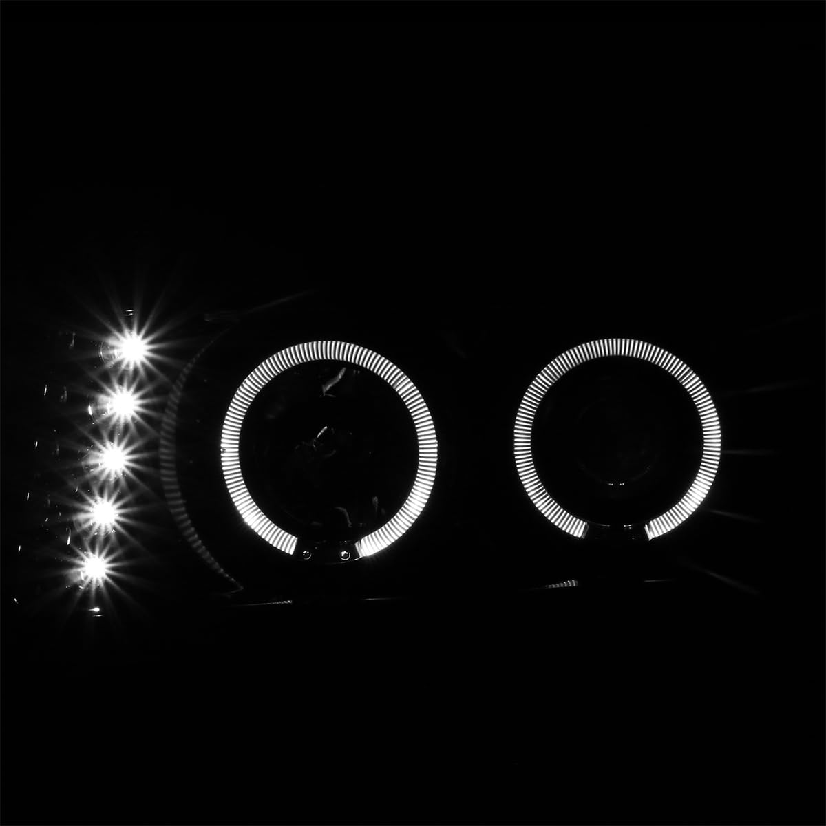 Spec-D Tuning Glossy Black LED Halo Projector Headlights + Bumper Lights for 2004-2012 Chevy Colorado & GMC Canyon - Complete Left & Right Headlamp Assembly - Upgrade Your Truck's Style & Night Visibility for Off-Roading & Daily Driving