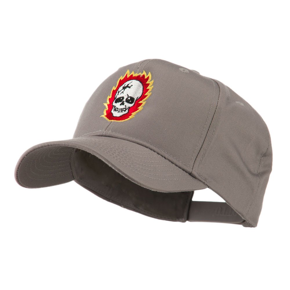 E4Hats Halloween Skull with Flames Embroidered Baseball Cap - Gothic Punk Style Hat for Costume Parties, Cosplay & Streetwear Fashion