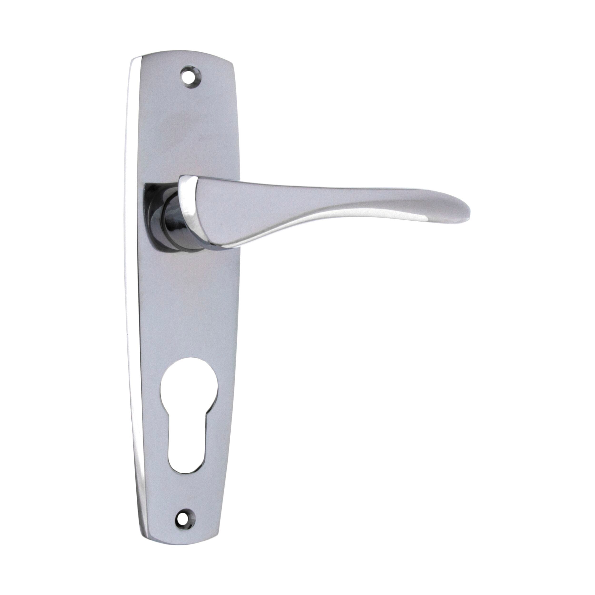 Vintage Mid-Century Modern Door Lever Set - Euro Style Chrome Plated (H145xW35xP47mm) - Perfect for Home Renovation & Interior Design Projects