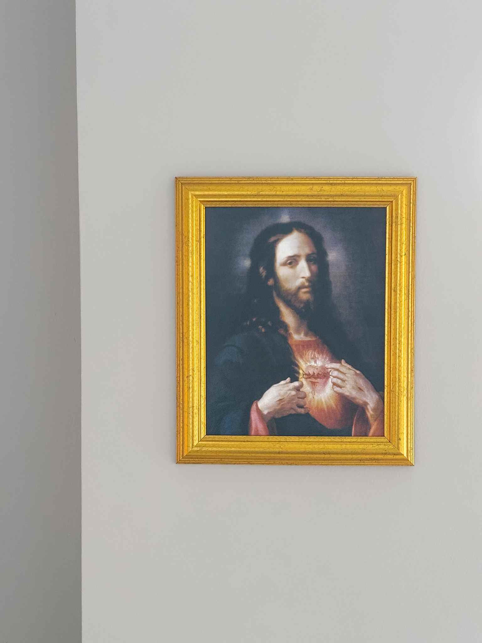 Sacred Heart of Jesus Framed Wall Art - Religious Home Decor for Living Room, Bedroom & Church - Perfect for Prayer Spaces & Catholic Gifts