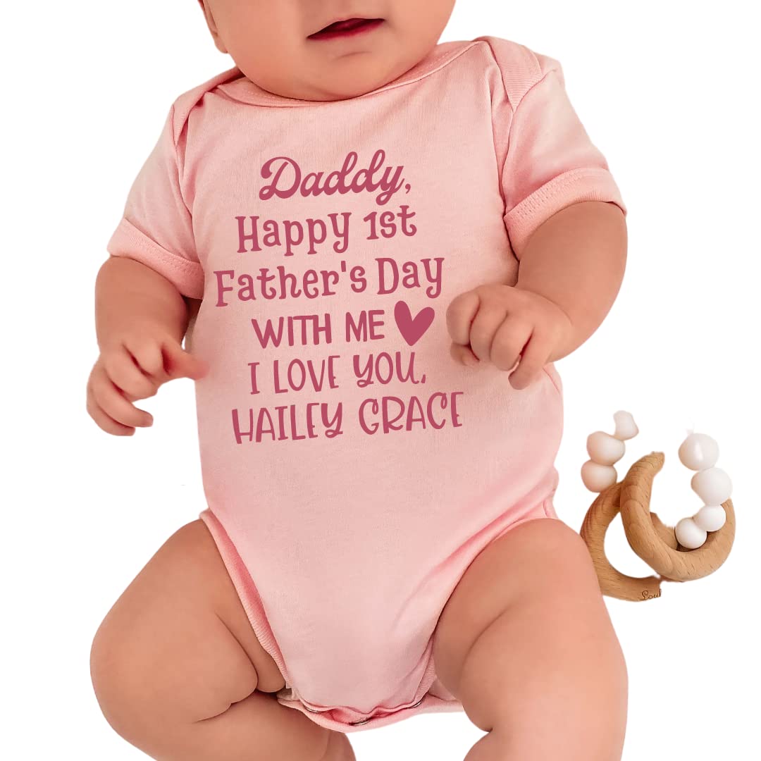 Personalized First Father's Day Onesie - 'Daddy's First Father's Day' Baby Boy Outfit, Custom Gift from Baby Girl, Daughter, Son or Wife | Perfect 1st Father's Day Celebration Outfit for New Dads & Special Family Moments