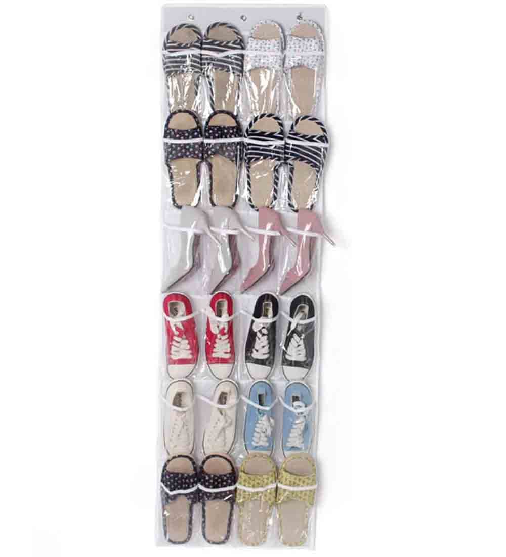 24-Pocket Over The Door Shoe Organizer with Stainless Steel Hooks - Space Saving Closet Storage for Shoes, Accessories & More - Perfect for Bedrooms, Dorms & Entryways