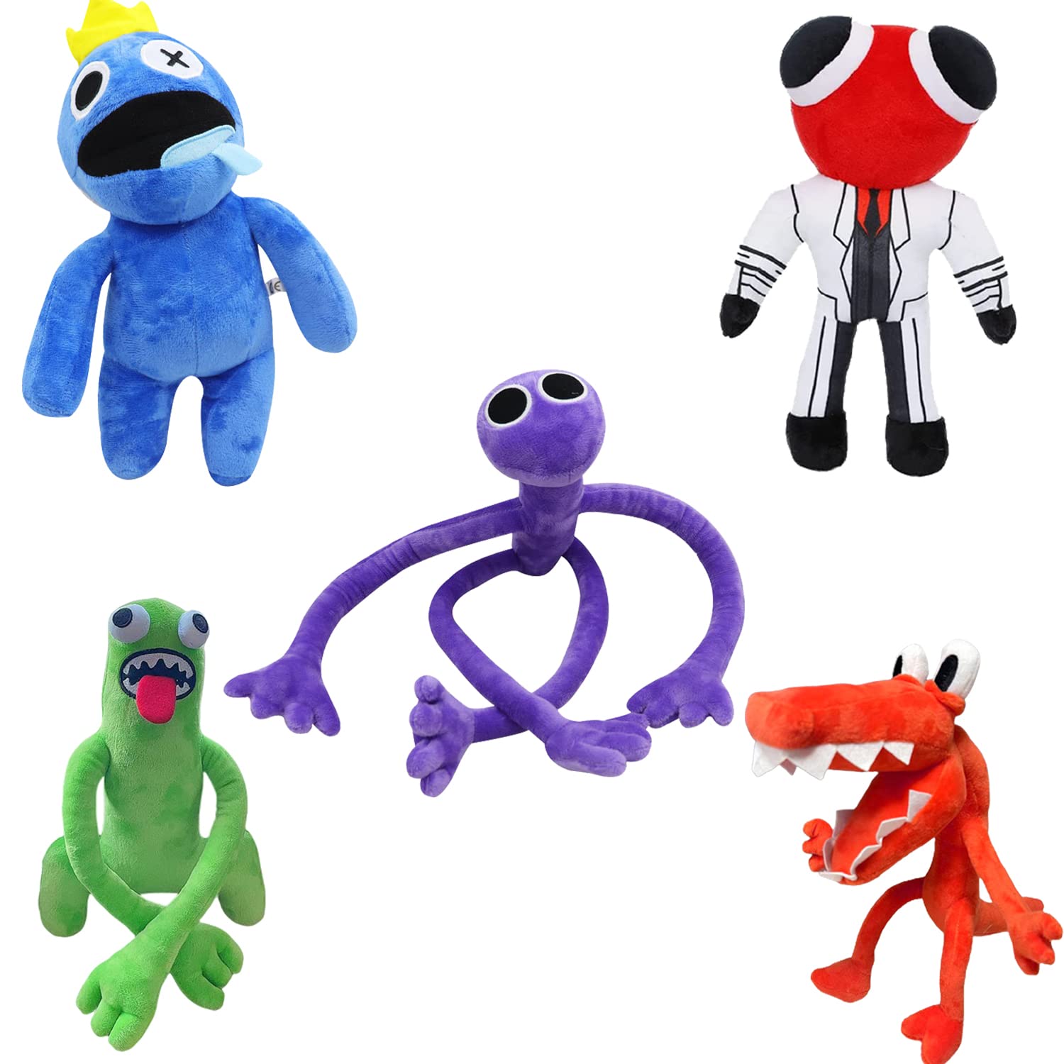 Rainbow Friends Plush Toys - 5PCS Cute Soft Stuffed Animals (Purple, Blue, Green, Red, Orange) Perfect for Halloween, Christmas, Birthday Gifts for Kids - Great for Bedroom Decor, Party Favors & Collectibles