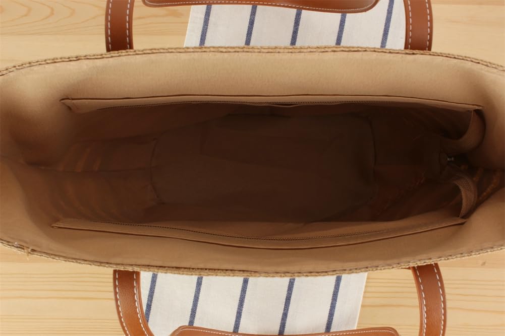 Women's Large Straw Tote Bag - Summer Beach Shoulder Bag for Travel & Shopping