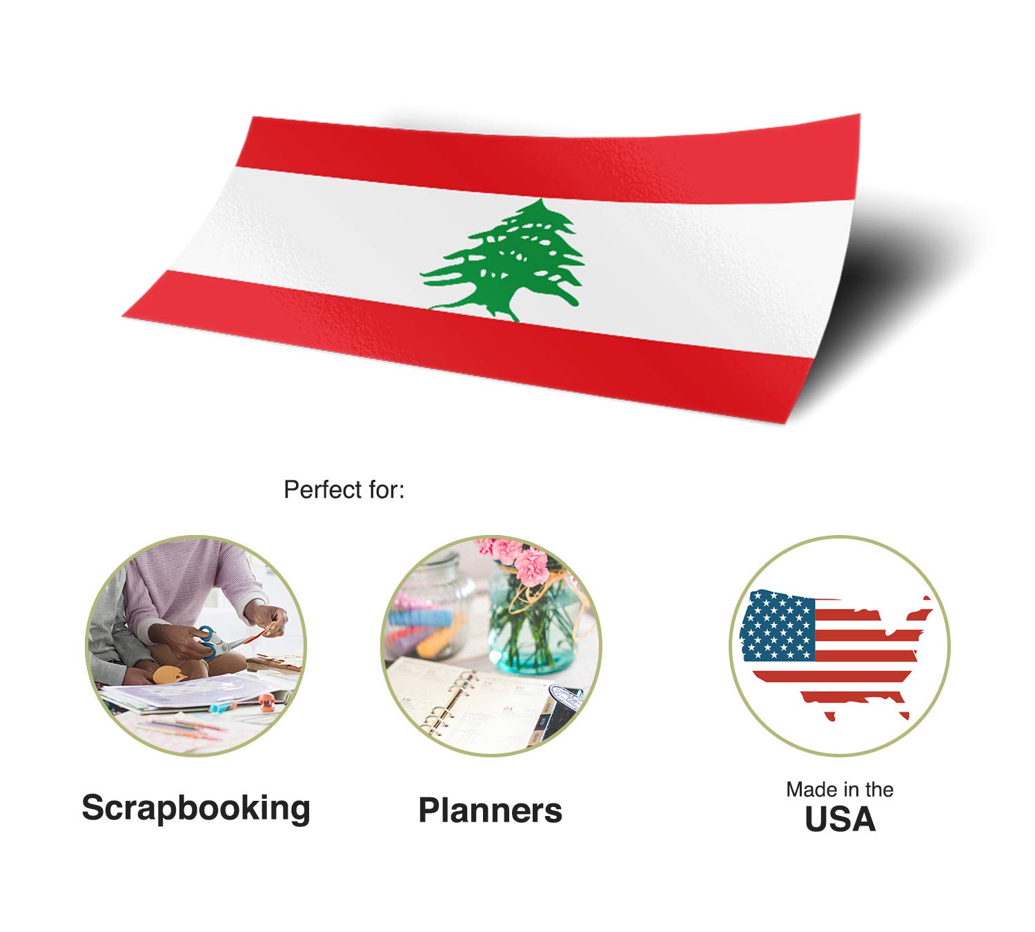Lebanon Country Flag Stickers - 8-Piece Desert Cactus Design Vinyl Decals for Kids, Scrapbooking, Cars, Windows, Bumpers & Laptops - Perfect for National Pride, School Projects & Travel Accessories