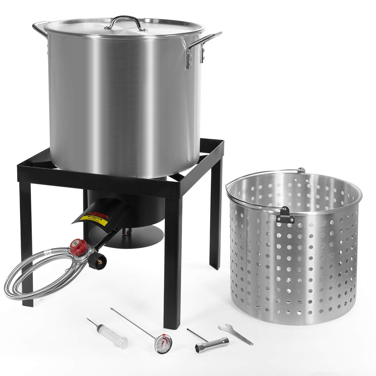 Barton X-Large 64 Qt Aluminum Turkey Fryer with 100,000 BTU High-Pressure Burner - Perfect for Outdoor Cooking, BBQ, Clam Bakes & Large Gatherings