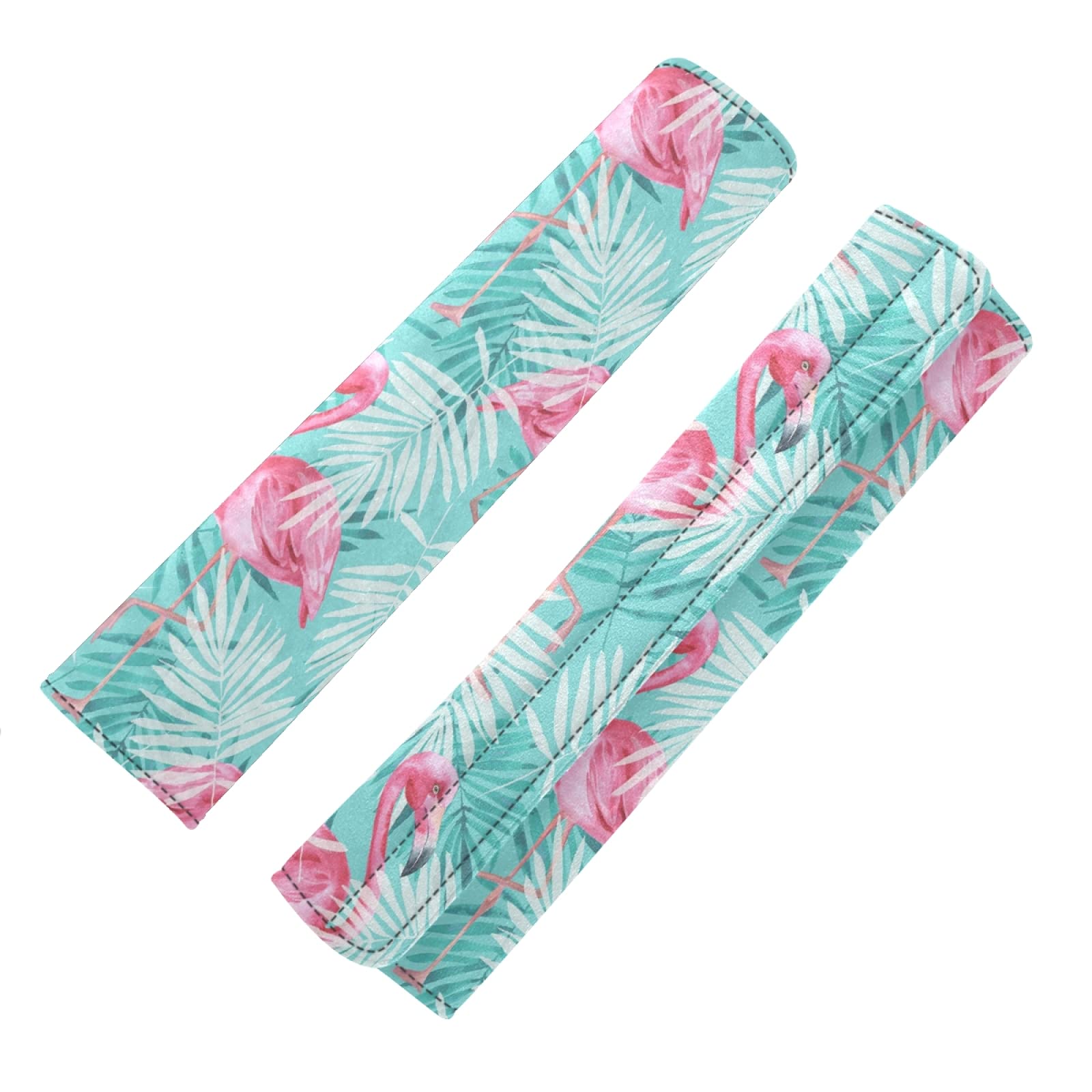 **Pink Flamingo Tropical Palm Leaves Adjustable Car Seat Belt Covers (2-Pack) – Universal Shoulder Strap Pads for Adults & Kids – Soft Comfort for Long Drives, Road Trips & Daily Commutes**