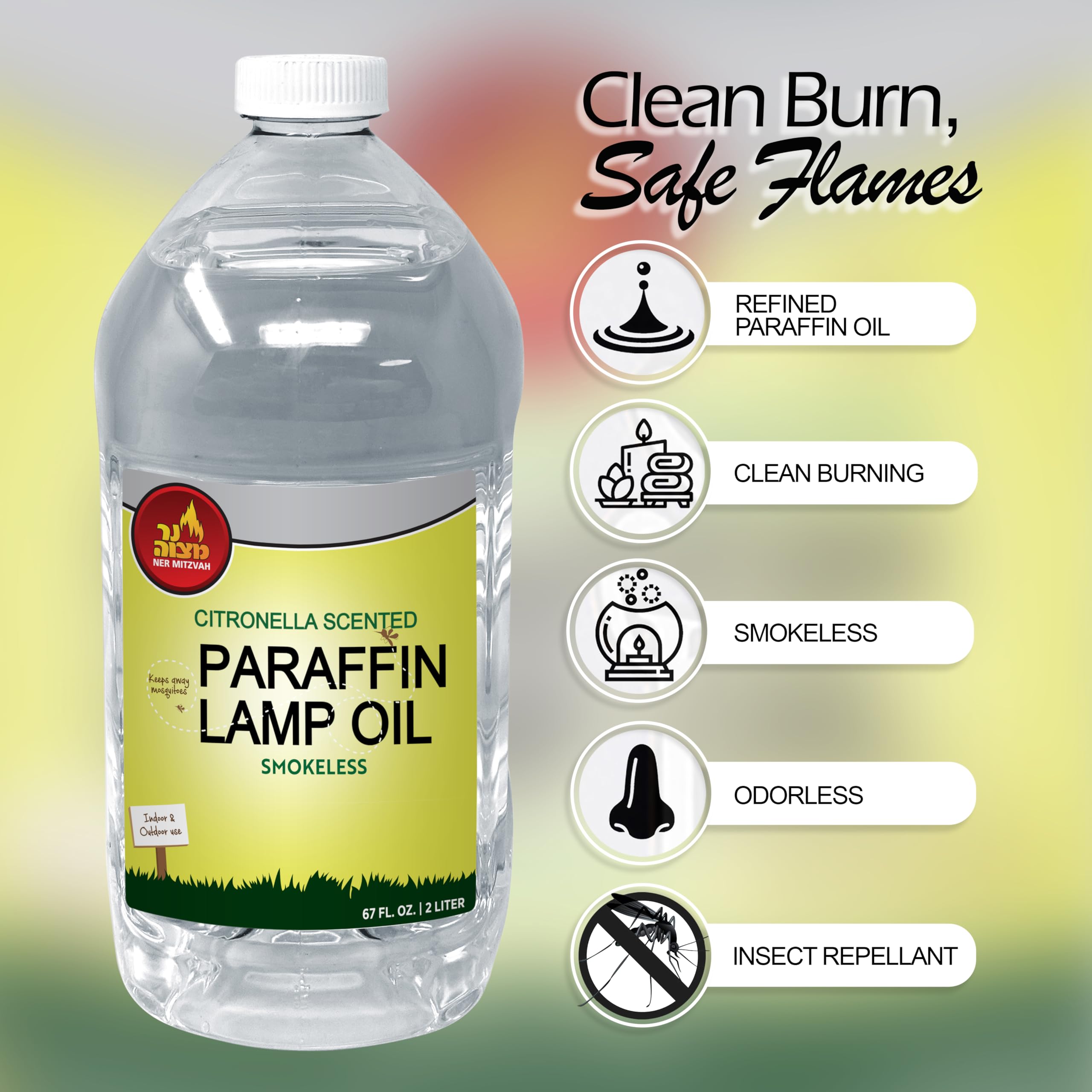 **Citronella Scented Lamp Oil - 2 Liter Smokeless & Odorless Mosquito Repellent for Indoor & Outdoor Use - Perfect for Torches, Oil Candles, and Patio Lighting**    *(Ideal for Backyard Parties, Camping, and Evening Gatherings to Keep Mosquitoes Away Naturally)*