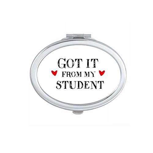 DIYthinker Portable Folding Double-Sided Makeup Mirror with 'Got It from My Student Teacher' Quote - Perfect for Travel, Vanity & Dorm Room Decor