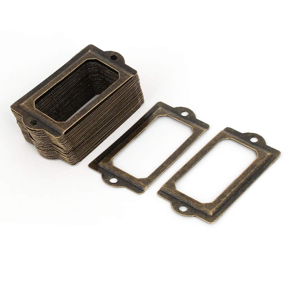 70mm x 33mm Bronze Tone Pharmacy Drawer Label Frames - 30pcs Set for Office & Medical Organization | Durable Iron Tag Holders with Reliable Efficacy | Perfect for Medicine Cabinets, Lab Storage & Clinic Organization