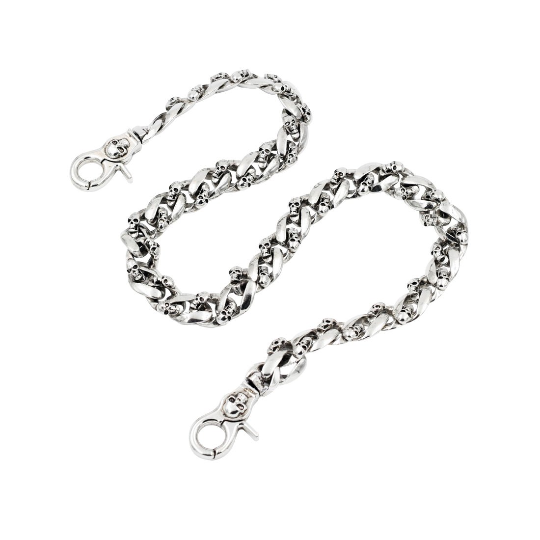 Premium Stainless Steel Skull Flat Soft Curved Leash Wallet Chain - Punk Biker Keychain for Men & Women - Perfect for Motorcycle Riders, Key Organizers & Gothic Fashion Accessories