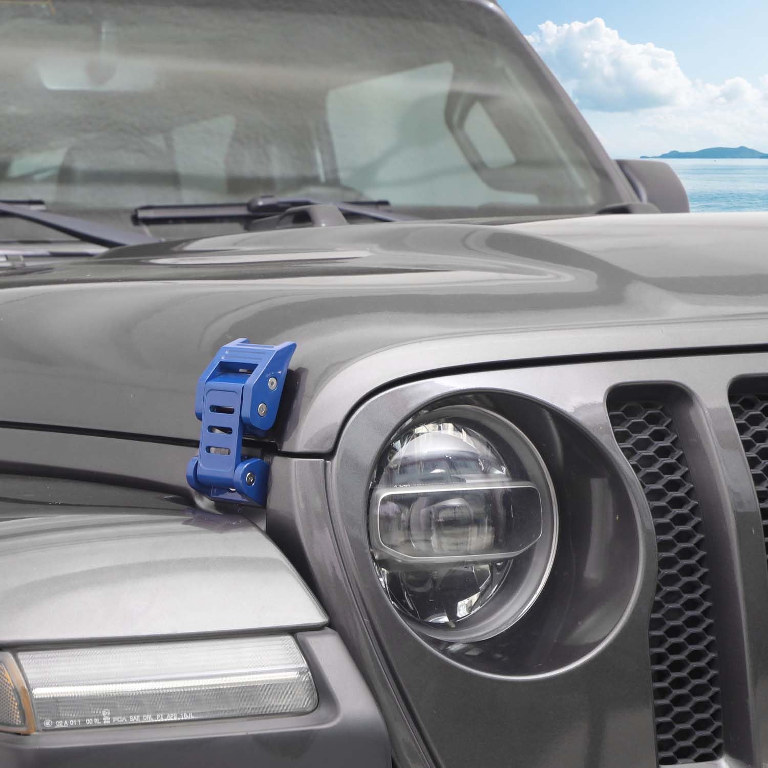 Stainless Steel Hood Latch Kit for 2007-2018 Jeep Wrangler JK/JKU & 2018-2025 JL/JLU/Gladiator JT - Durable Blue Exterior Accessories | Off-Road Protection & Enhanced Security