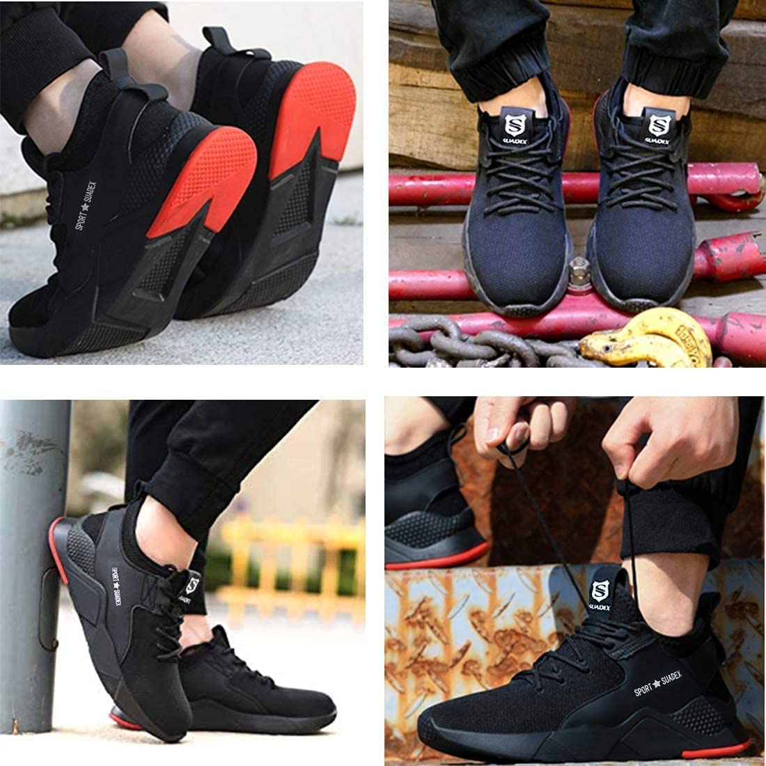 SUADEX Steel Toe Work Shoes for Men & Women - Lightweight Safety Sneakers with Breathable Design for Construction, Warehouse & Industrial Use - OSHA Compliant Work Boots for Outdoor & Indoor Work Environments