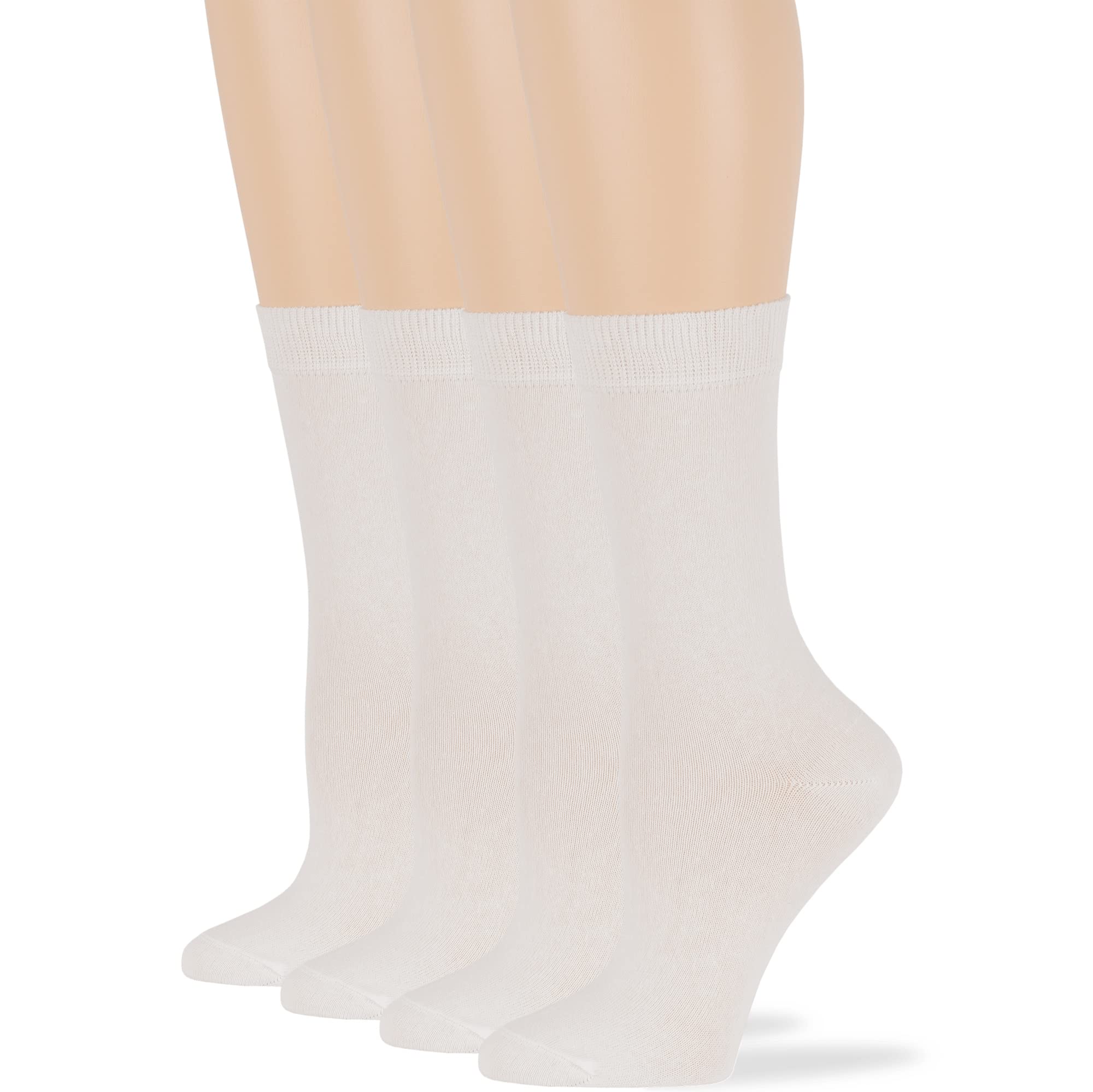 7BigStars Women's Cotton Dress Socks 4-Pack - Medium/Large Size - Solid Color Assorted (Black, Brown, Blue, Grey, Beige, Khaki, Olive Green) - Comfortable Casual & Office Wear Socks for Everyday Use