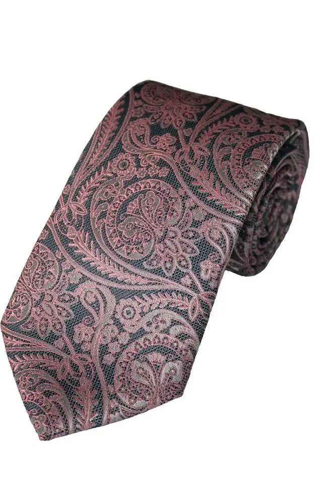 LA Smith Paisley Lace Woven Polyester Wedding Tie for Groom, Bridal Party & Formal Events - Elegant Necktie for Weddings, Proms and Special Occasions