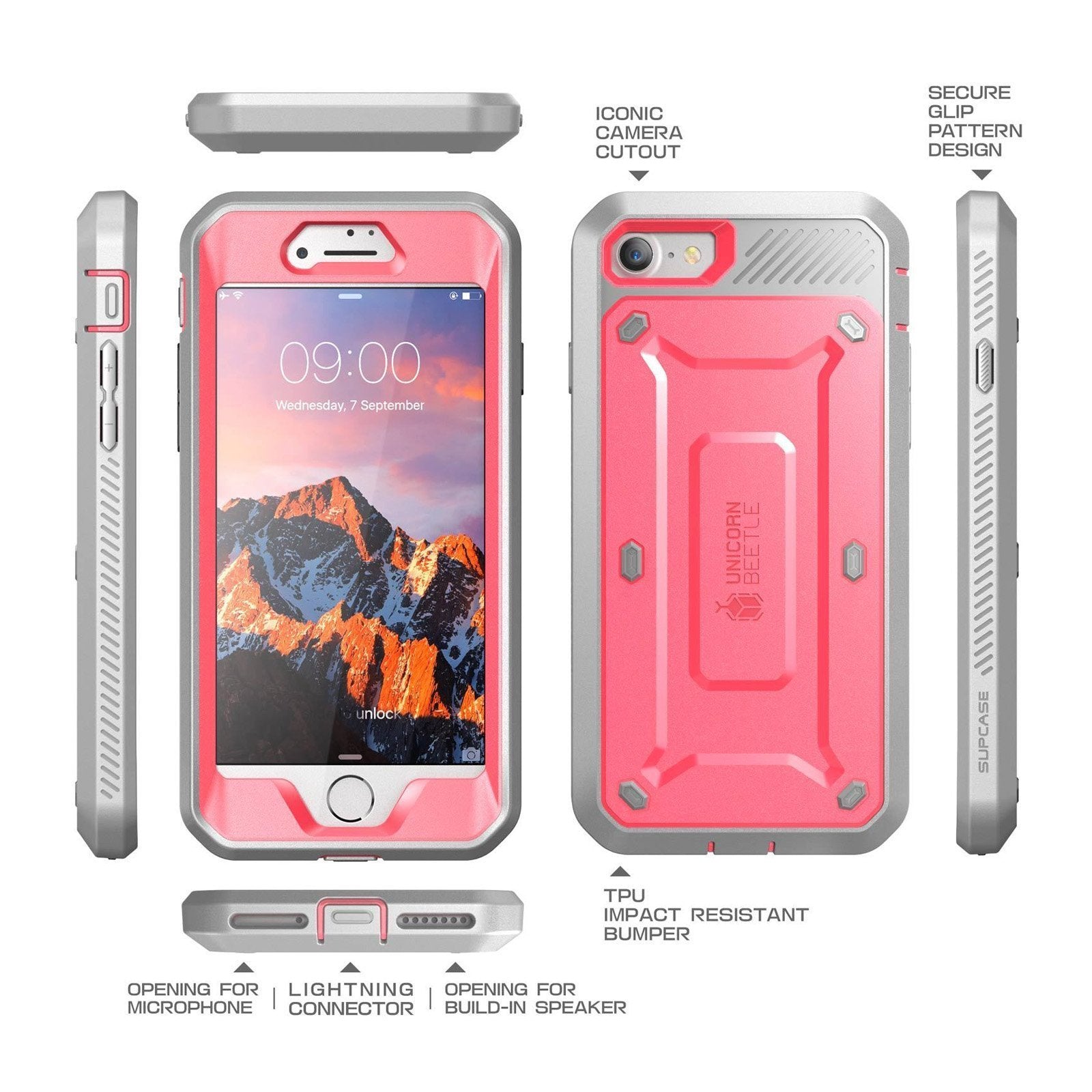 iPhone 7/8 Unicorn Beetle Pro Full-Body Protective Case - Shockproof & Drop Protection - Pink - Perfect for Outdoor Activities & Daily Use