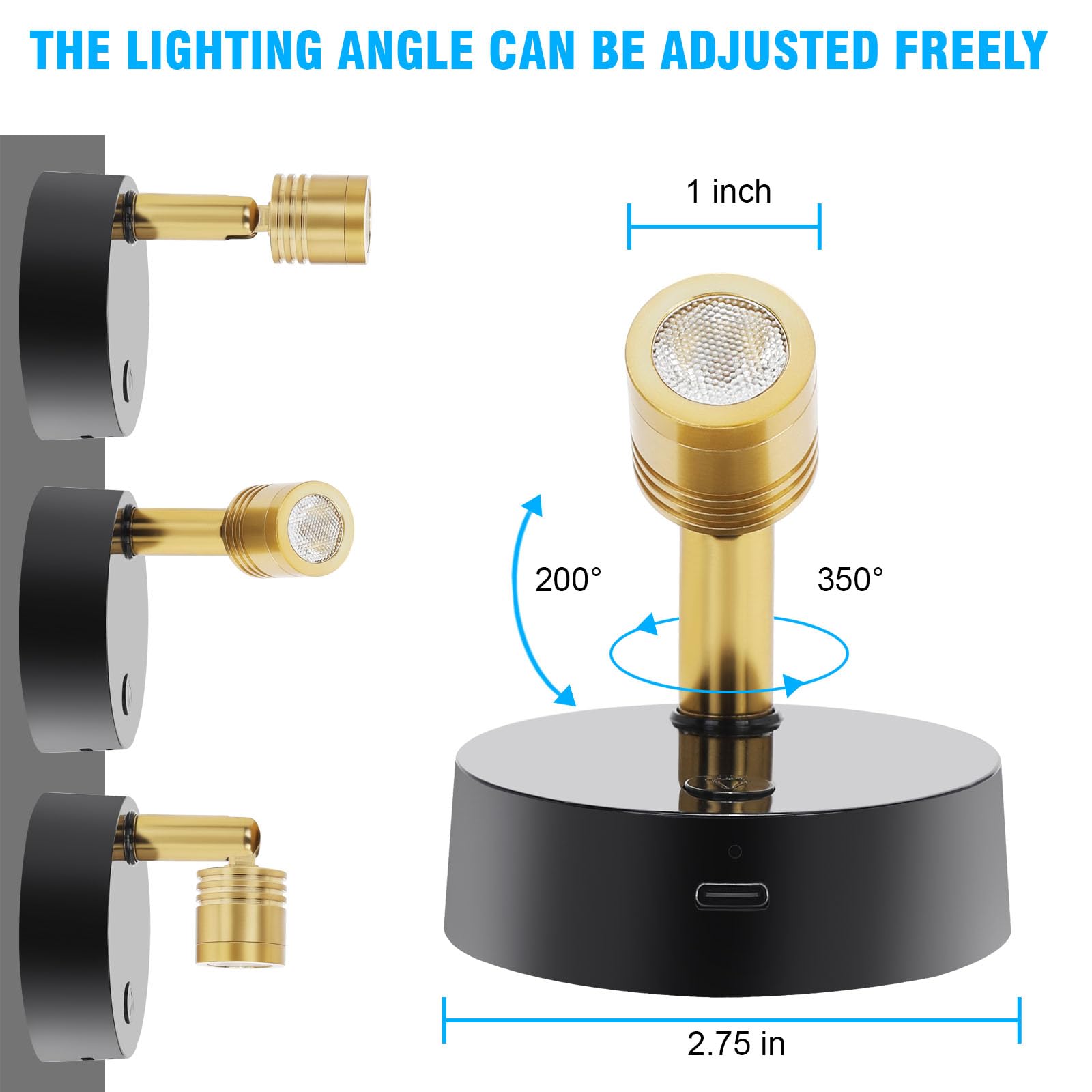 Wireless Rechargeable LED Spotlight - Battery Powered Picture Lights for Wall Art, Paintings & Dartboards - Indoor Puck Lights with Remote Control - Gold 3000K Warm White - Perfect for Artwork Display, Closet Lighting & Home Decor Accent