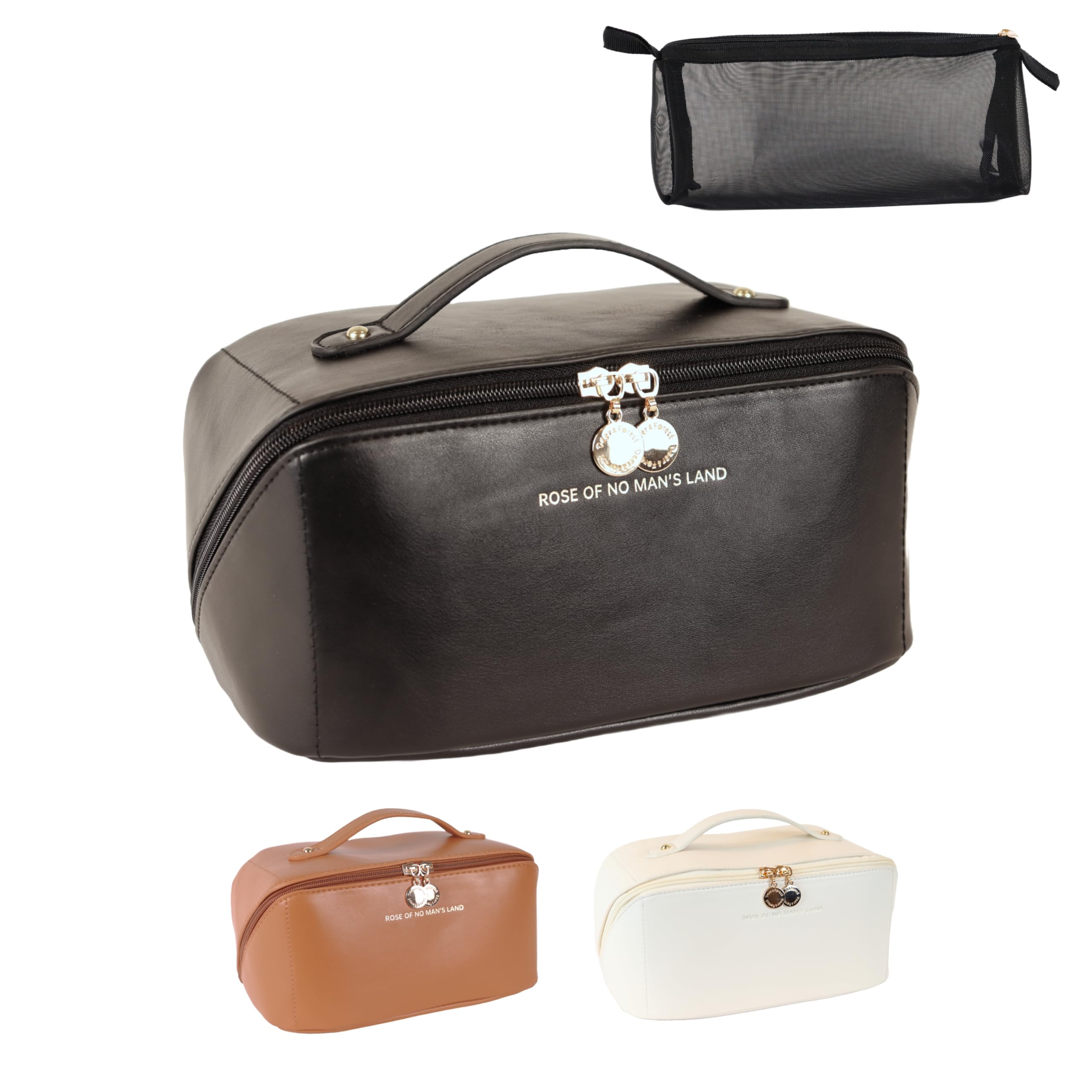 Waterproof Makeup Bag with Pencil Case - Large Deep Pockets & Clear Zipper Organizer for Makeup Brushes | Perfect for Travel, Beach Trips, Road Trips & Everyday Cosmetics Storage