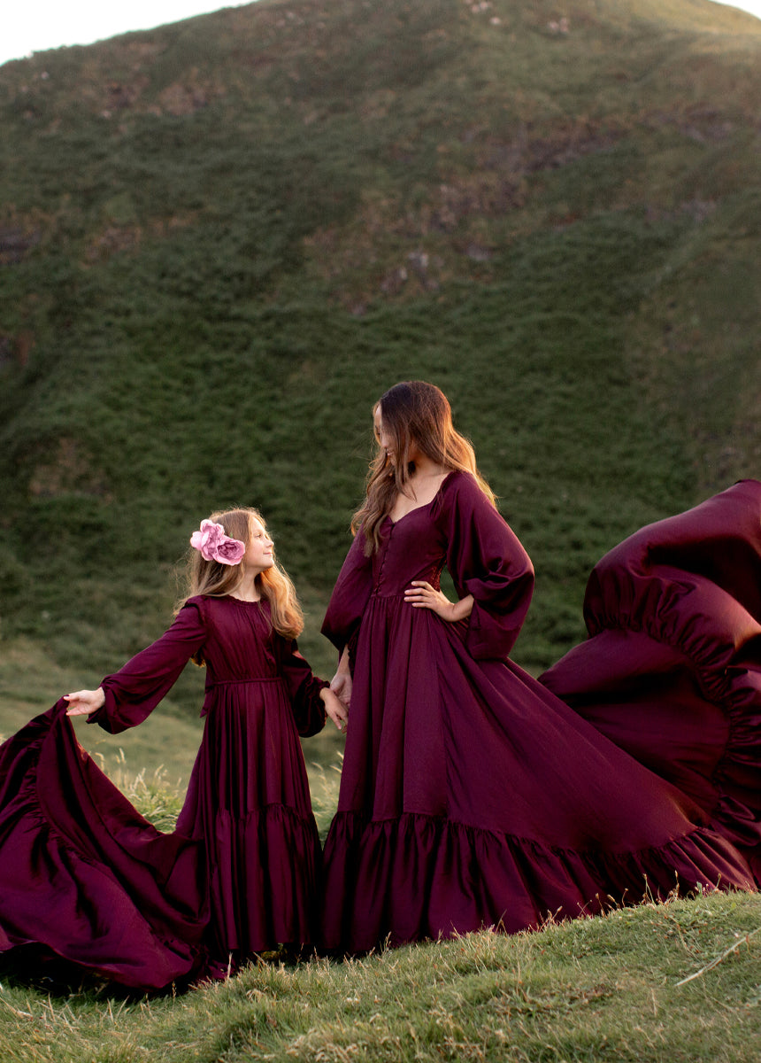 Leana Impact Dress in Plum - Elegant Flowy Midi Dress for Women, Perfect for Weddings, Parties & Special Occasions