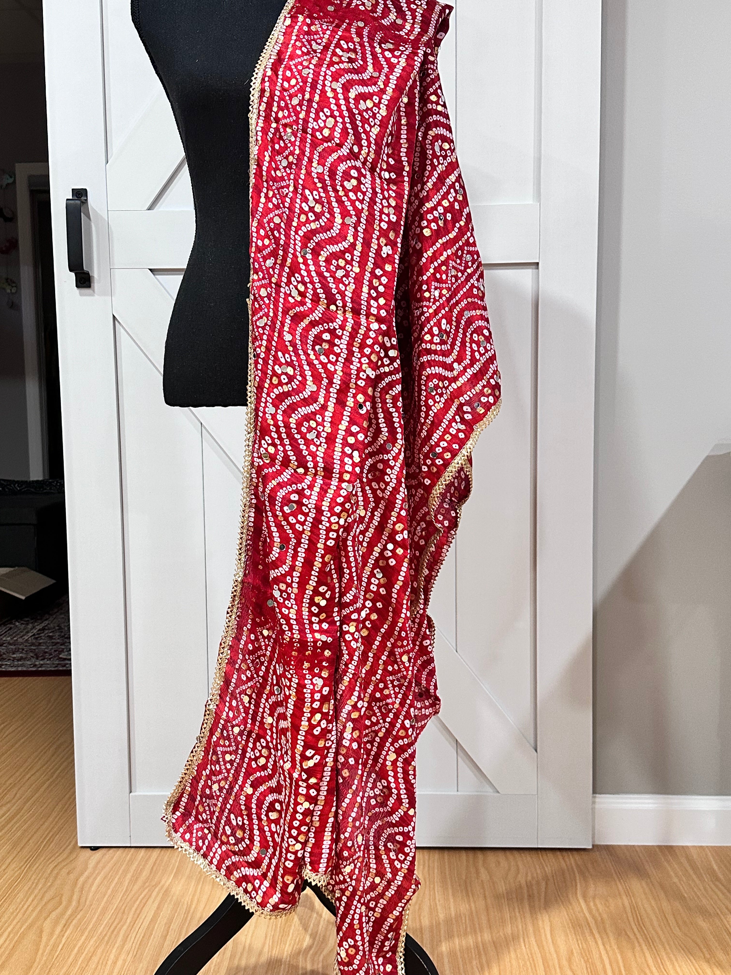 Bandhini Dupattas - Handmade Indian Scarves for Women, Stylish & Lightweight - Perfect for Weddings, Parties & Festive Occasions