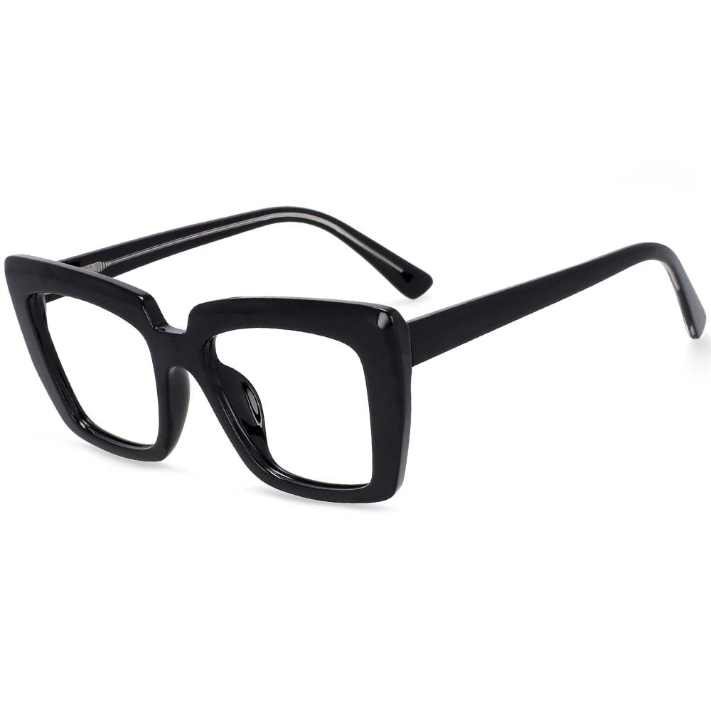 CCspace Women's Full Rim Big Square Acetate Frame Eyeglasses 54340 - Stylish & Lightweight Glasses for Women, Fashionable Square Frames for Office, Reading & Everyday Wear