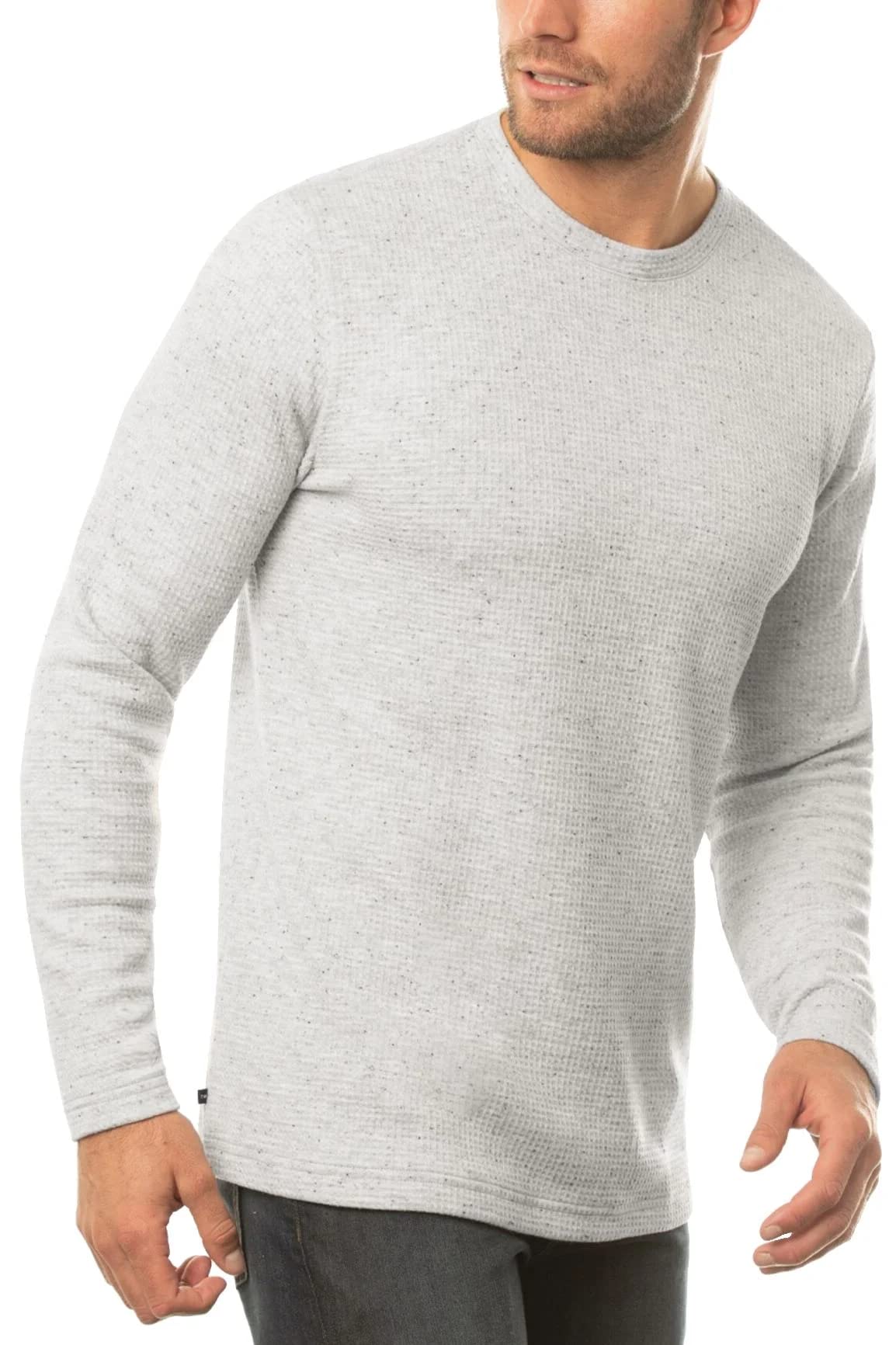 TravisMathew Cloud Waffle Crew Neck Sweatshirt - Heather Light Grey XL | Soft Cotton Blend Pullover for Men | Perfect for Casual Wear, Gym & Outdoor Activities