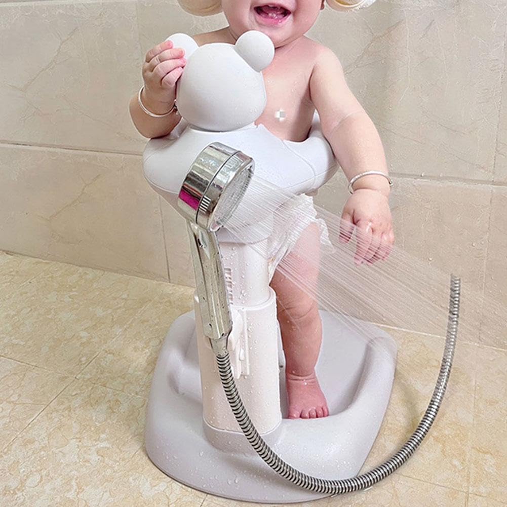 Adjustable Baby Shower Stand with Anti-Slip Base | Toddler Bath Tower for 6-18 Months | Safe Standing Support with Handle | Free Mother's Hands | Perfect for Bath Time Safety & Independent Toddler Learning
